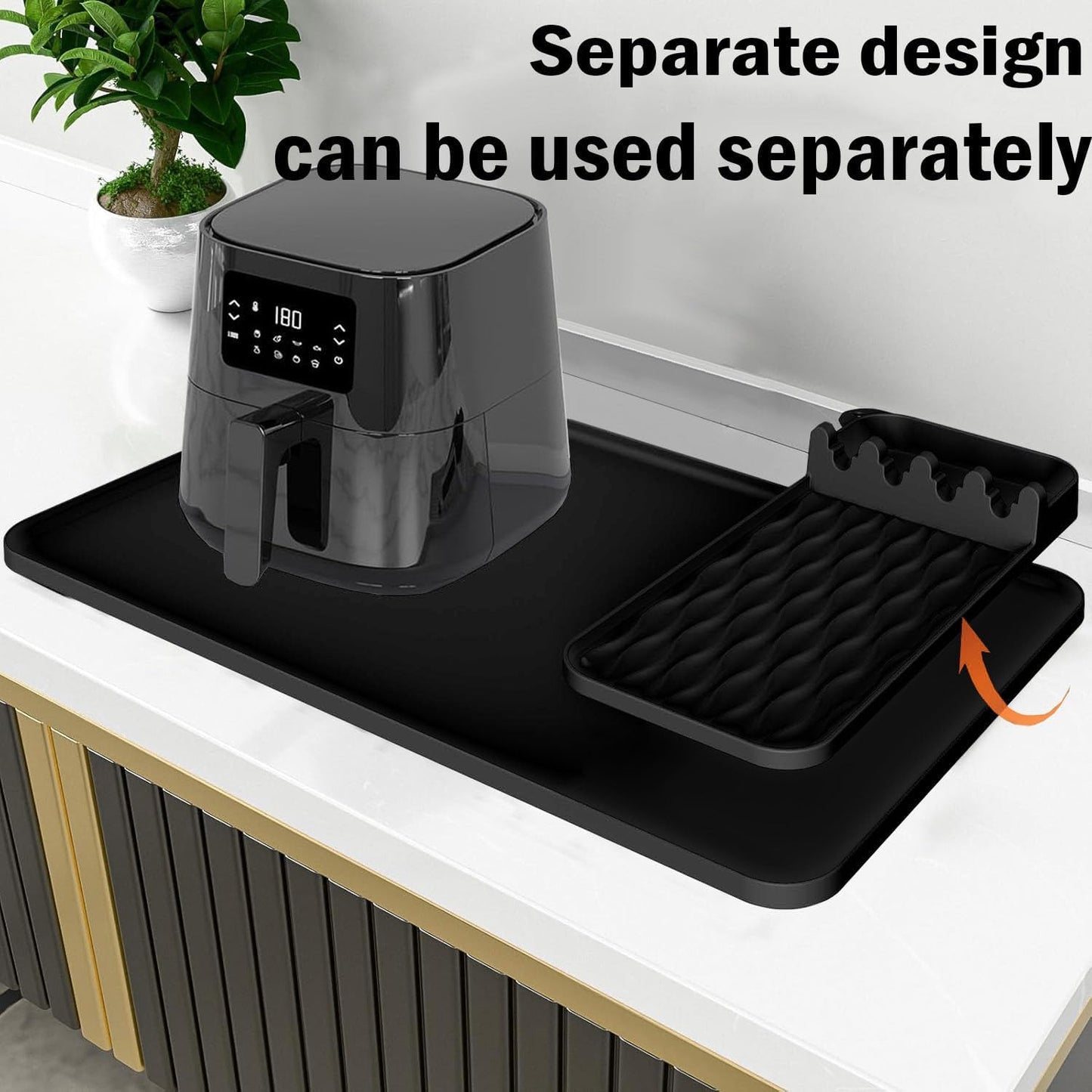 Heat Resistant Mats for Countertop,25.59''x15.75''-Hot Pad for Kitchen Countertop Protector,Silicone Air Fryer Mat with Griddle Tools Mat for Compatible with Ninja,Microwave Oven,Coffee Maker