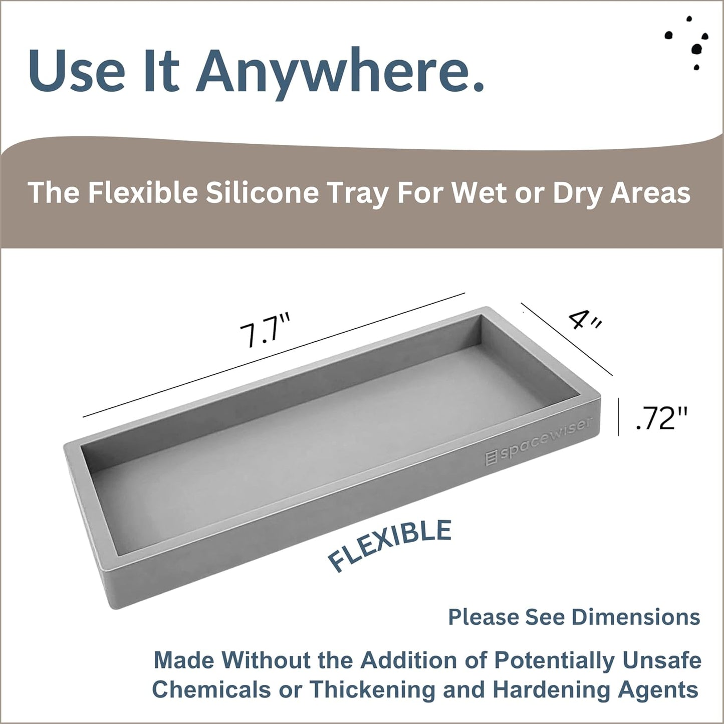 Countertop and Vanity Tray - Small 7.7" Silicone Tray for Soap Dispenser Bottles, Bathroom Trays, Kitchen Sink Soap Trays, Sink Caddy Kitchen Sinks Organizer, Soaps Dish & Sponge Holder Mat