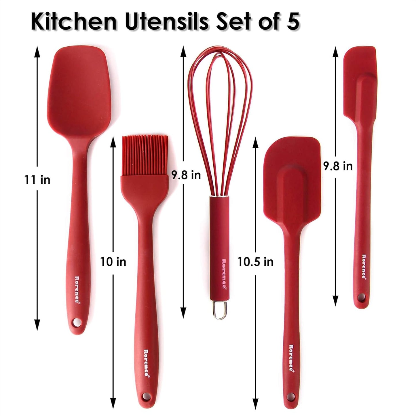 Rorence Stainless Steel Mixing Bowls: Metal Mixing Bowl Set with Lids and Handles Non-slip Silicone Bottom Nesting Bowls for Kitchen Set of 3 - Red