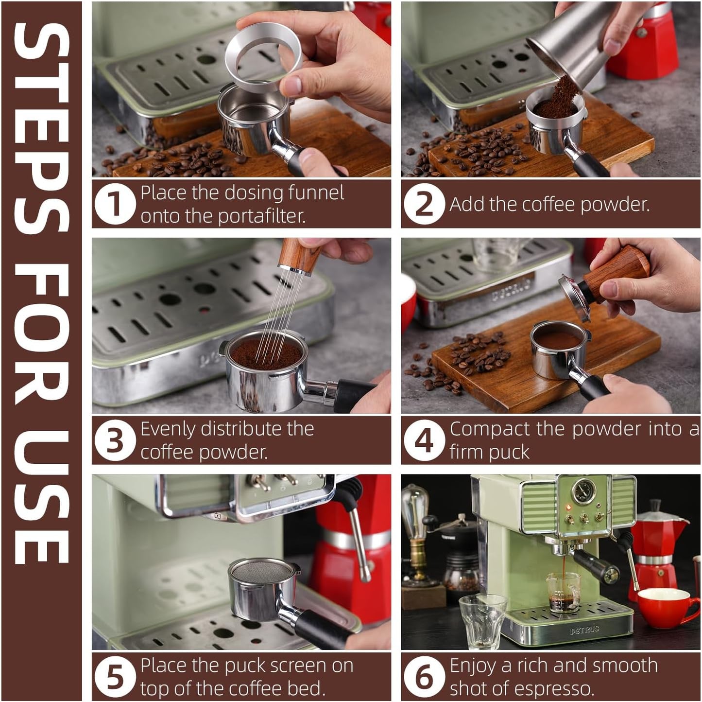 58mm Espresso Accessories Kit,Spring Loaded Calibrated Espresso Tamper,Wdt Tool Espresso and Dosing Funnel Set,Coffee Tamper Espresso Machine Accessories For 58 mm Portafilter Barista Tools