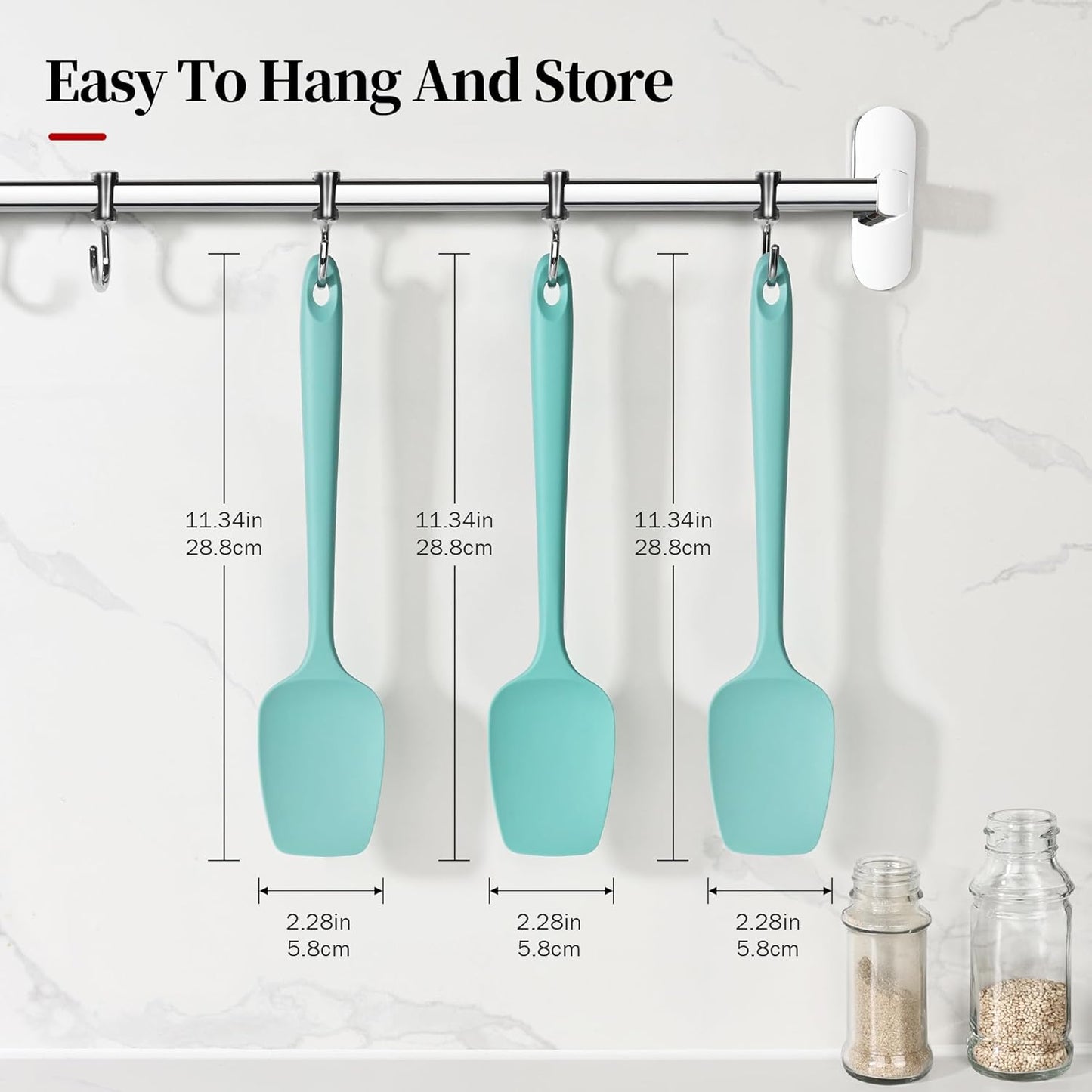 600ºF Heat Resistant Spatulas, High Heat Food Safe Semless Kitchen Silicone Spoon Spoonula Scraper Set for Cooking Baking Mixing Scraping Stirring Nonstick Cookware Pan Bowl (3Pcs,Turquoise)