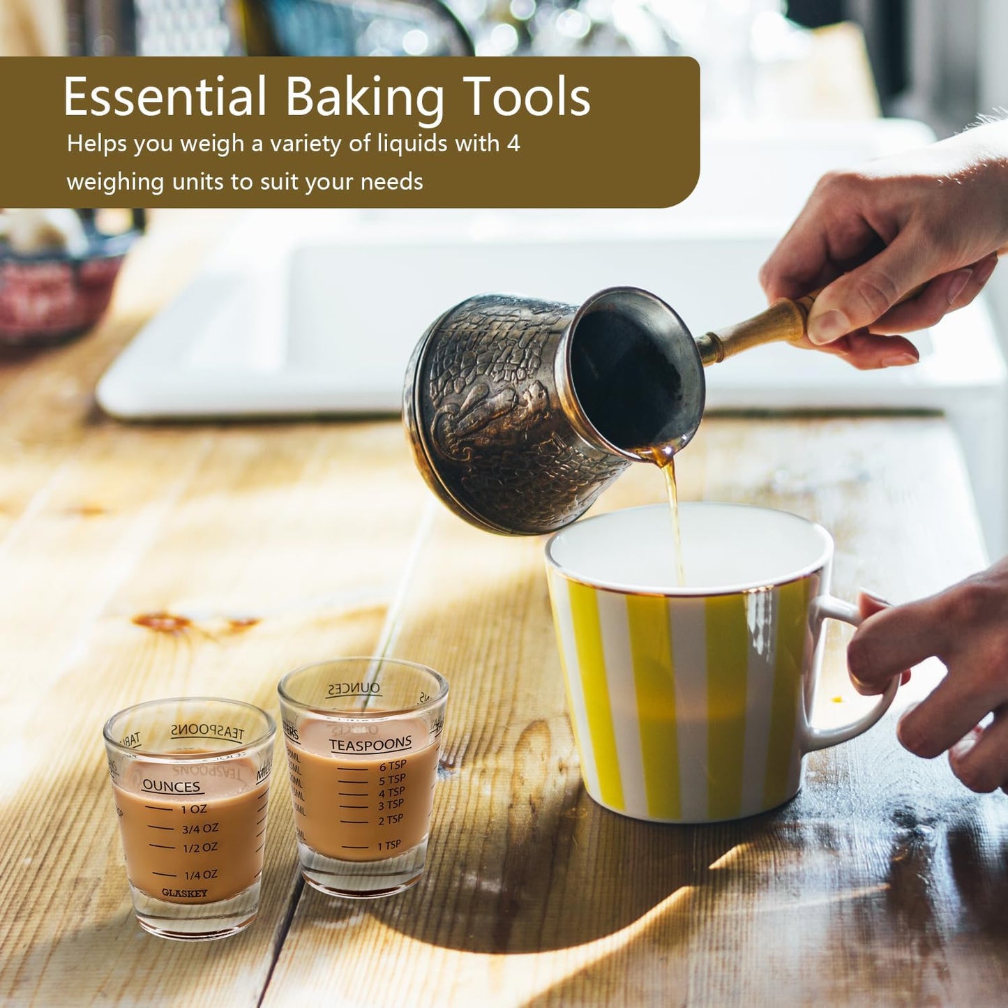 Shot Glasses Measuring Cup Set - 2 Pack Espresso Shot Glasses with Precise Measurement Marks,Heavy Duty Glass,Dishwasher Safe,Perfect for Coffee,Cocktails and Kitchen Use (Black & Red)