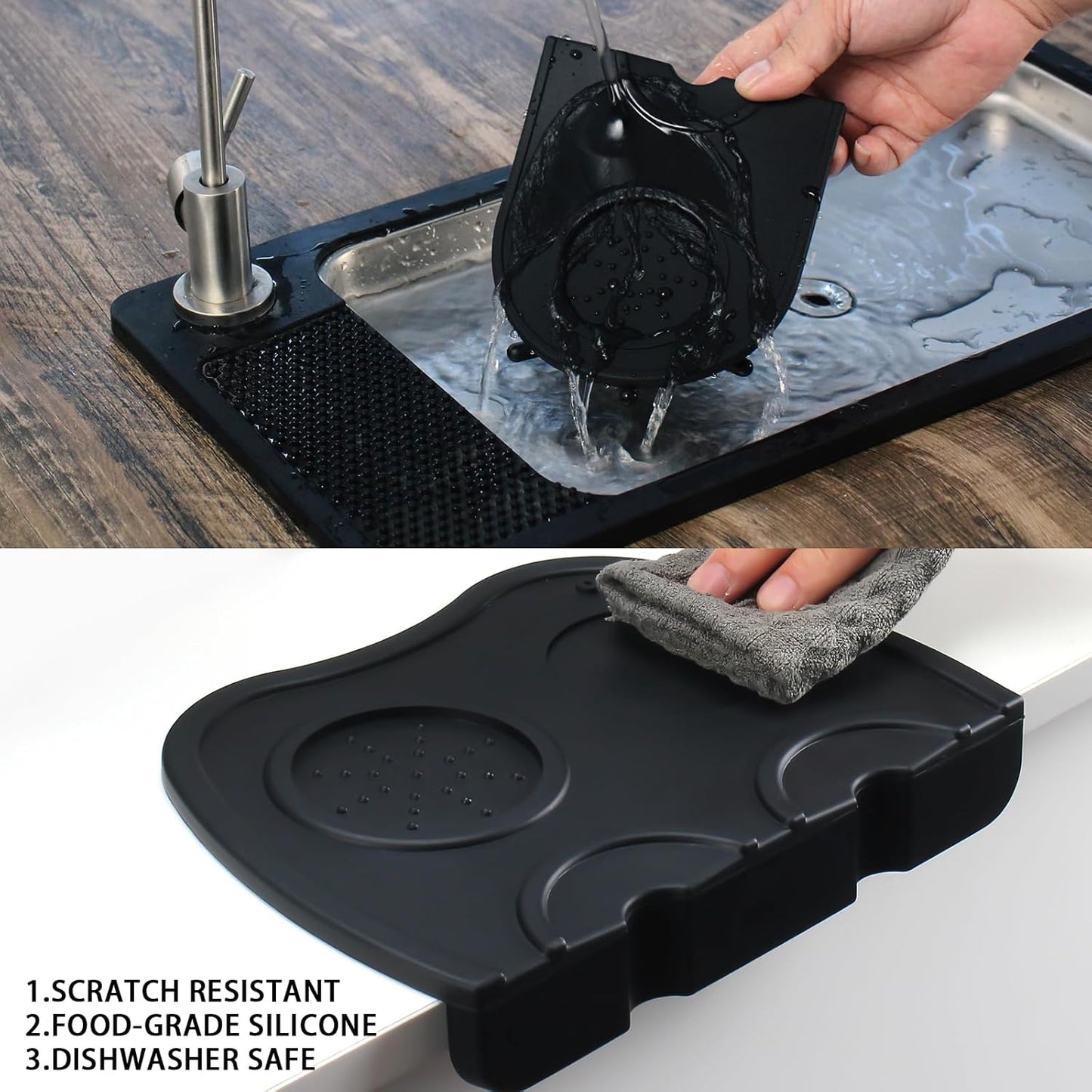 Espresso Tamping Mat, Silicone Coffee Tamper Mat with Corner Edge Tamp Support Station for Countertop, Barista Tools, Espresso Accessories, Large, Black