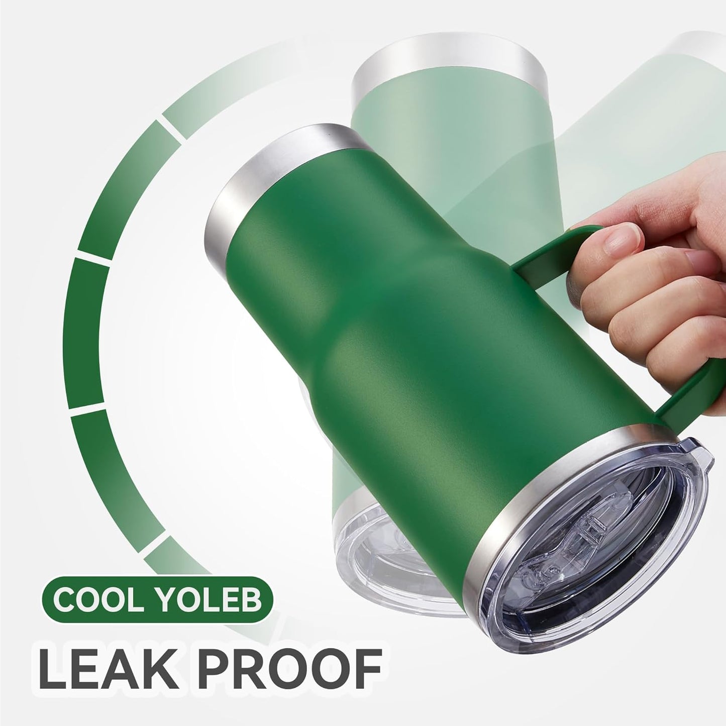 30 oz Tumbler with Handle and Lid, Stainless Steel Tumblers Bulk Double Wall Vacuum Insulated Travel Mug Leak Proof Cup Keep Drinks Cold and Hot Dark Green, 8 Pack