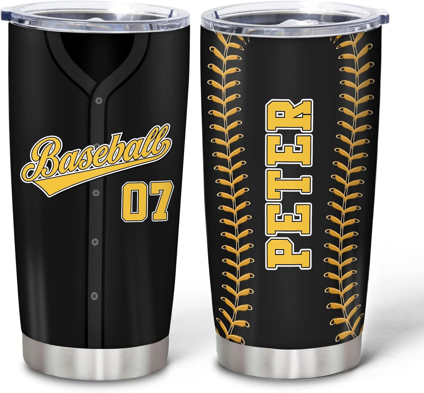 Hyturtle Personalized Baseball Tumbler Baseball Players Design Stainless Steel Double Walled Vacuum Insulated Tumblers 20oz30oz Coffee Travel Mug Cup Christmas Gift For Men Boys Friends Dad Sports Fan