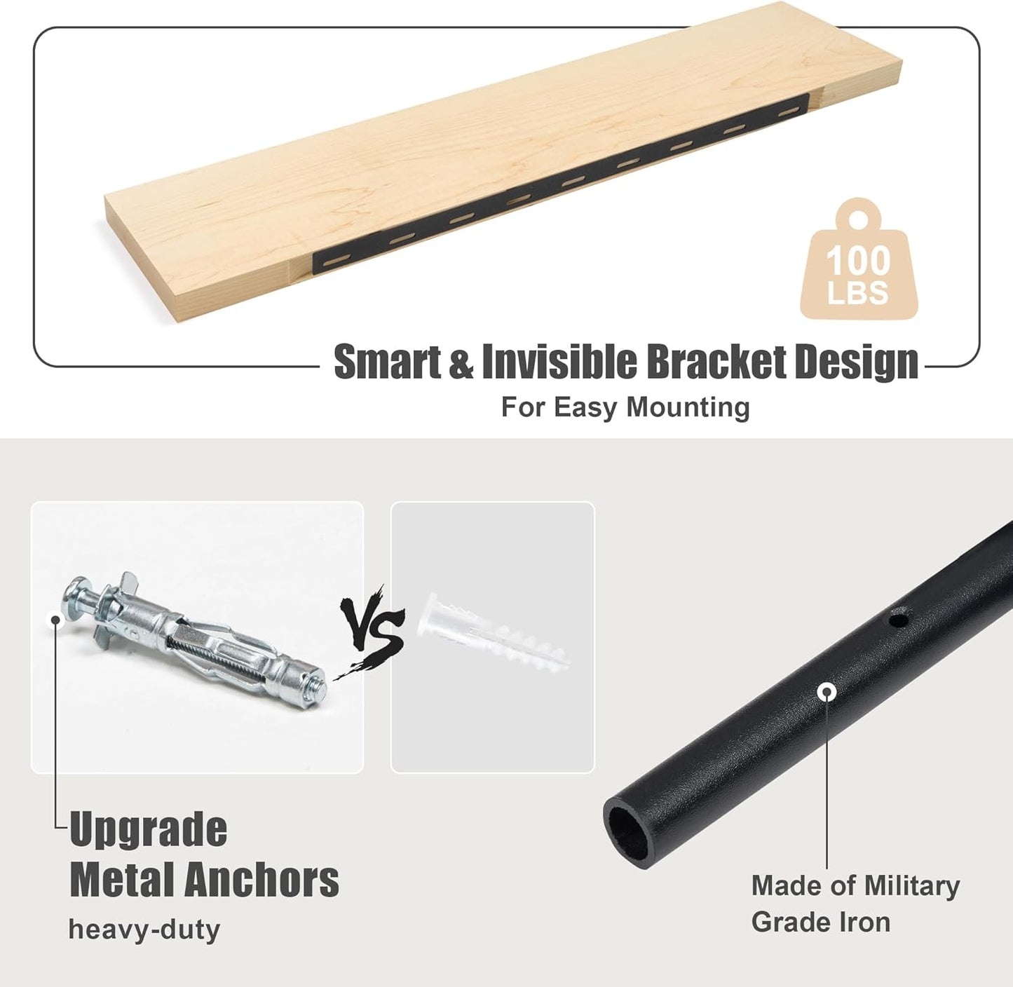 Floating Shelves for Wall, USA-Sourced Maple Wood 24 Inch Wall Shelves Set of 2, Natural Wooden Mounted Picture Ledge Shelf, Nursery Book Storage Shelf Kids Bookshelf, Display Shelf for Bathroom