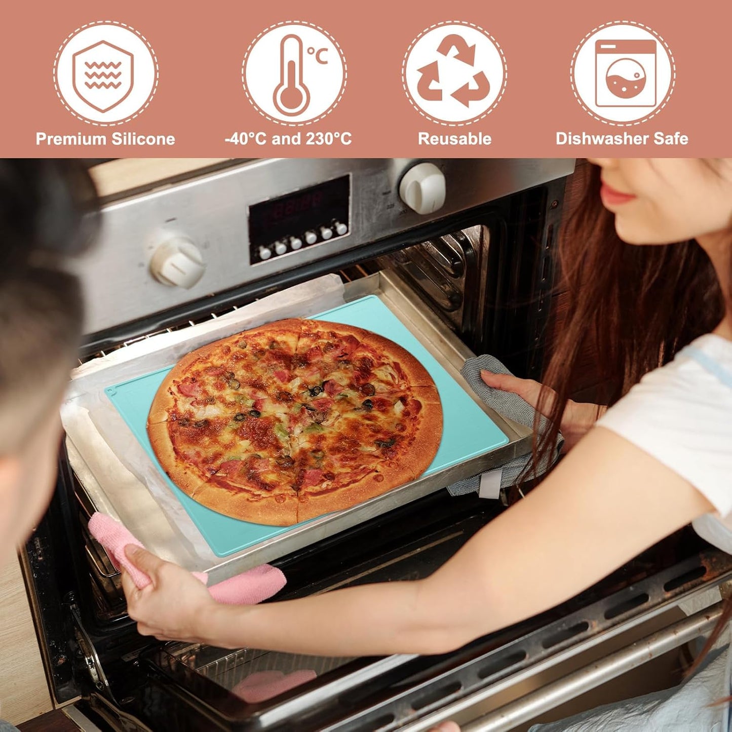 uxcell Silicone Pastry Mat, 27.5" x 19.7" Silicone Baking Mat with Measurements, Non-Stick Dough Rolling Mat for Making Pastry Cookies Bread Pizza Green