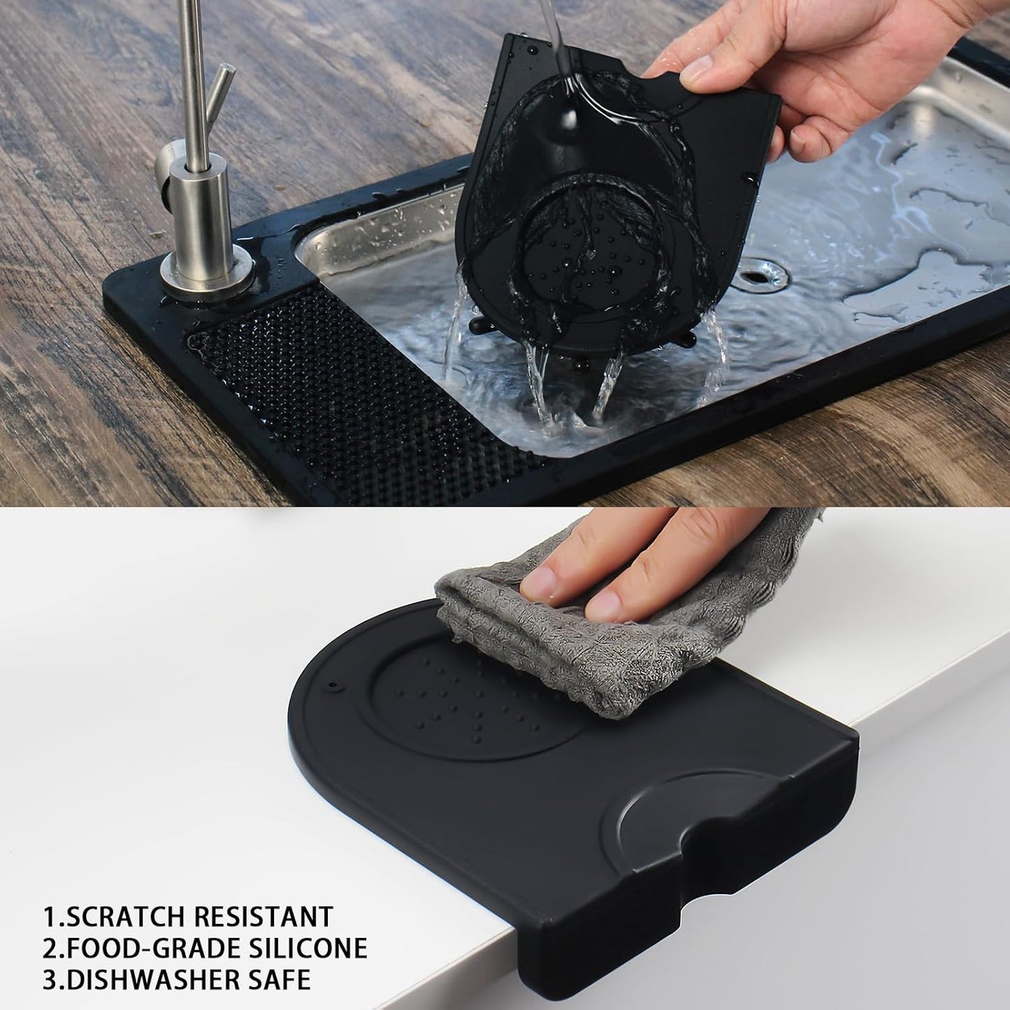 Espresso Tamping Mat, Silicone Coffee Tamper Mat with Corner Edge Tamp Support Station for Countertop, Barista Tools, Espresso Accessories, Small, Black