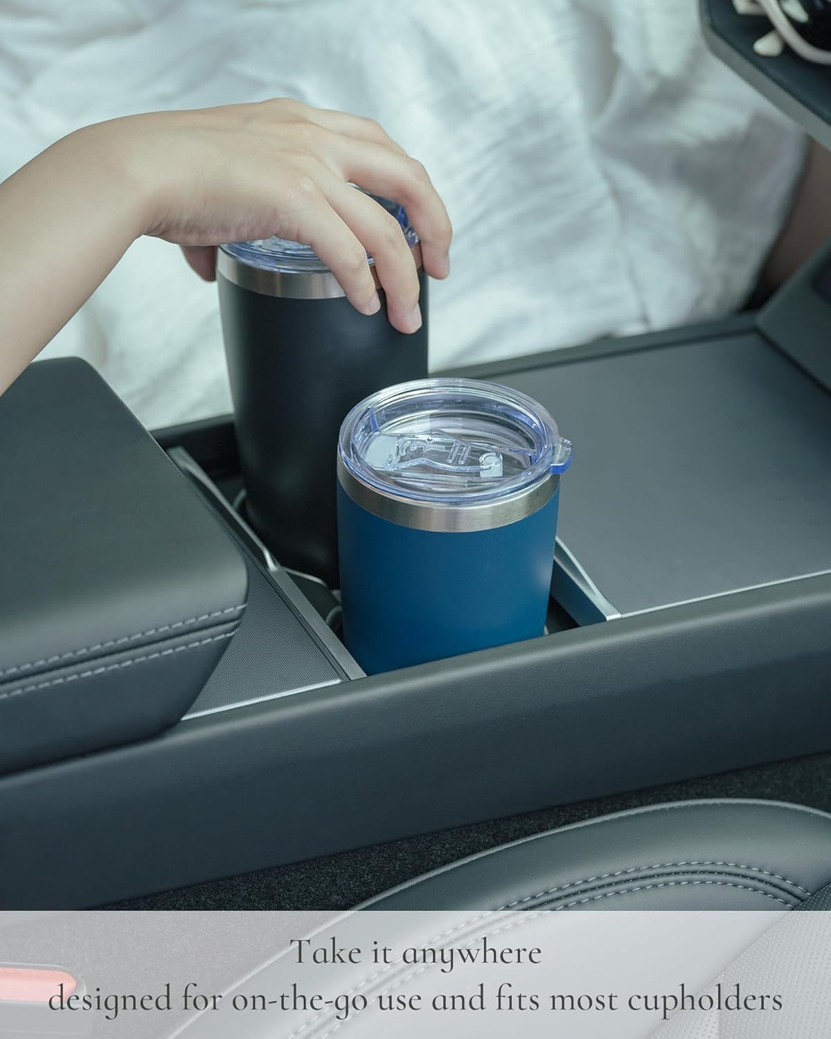 Travel Coffee Tumbler 20oz, Leakproof Travel Coffee Mug with Lid and Straw, Stainless Steel Double Wall Vacuum Insulated Tumbler for Hot/Iced Drinks (Textured Matte, Army Green)