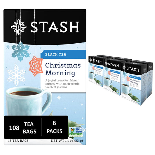 Stash Christmas Morning Black Tea, Non-GMO, 18 Tea Bags (Pack of 6)
