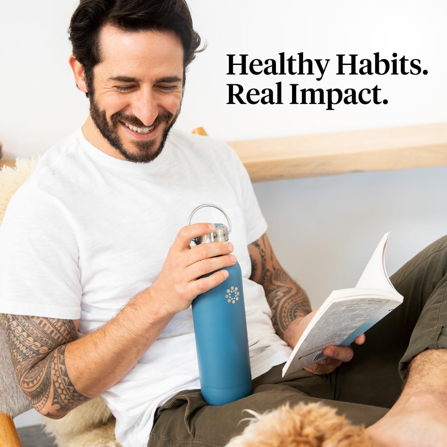 Lifefactory 32-Ounce Stainless Steel Vacuum-Insulated Sport Bottle, Dark Denim