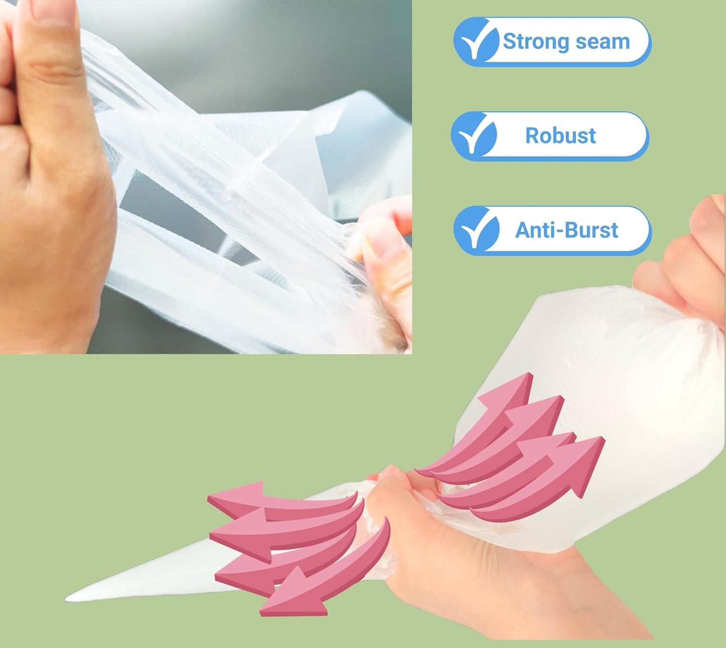 18 Inch Large Piping Bags - 100 Pack Disposable Pastry Bags - Thick Anti-Burst Pastry Icing Frosting Piping Bags For Decorating Cupcakes Cakes Cookies (Large 18 Inch-100 Pack)