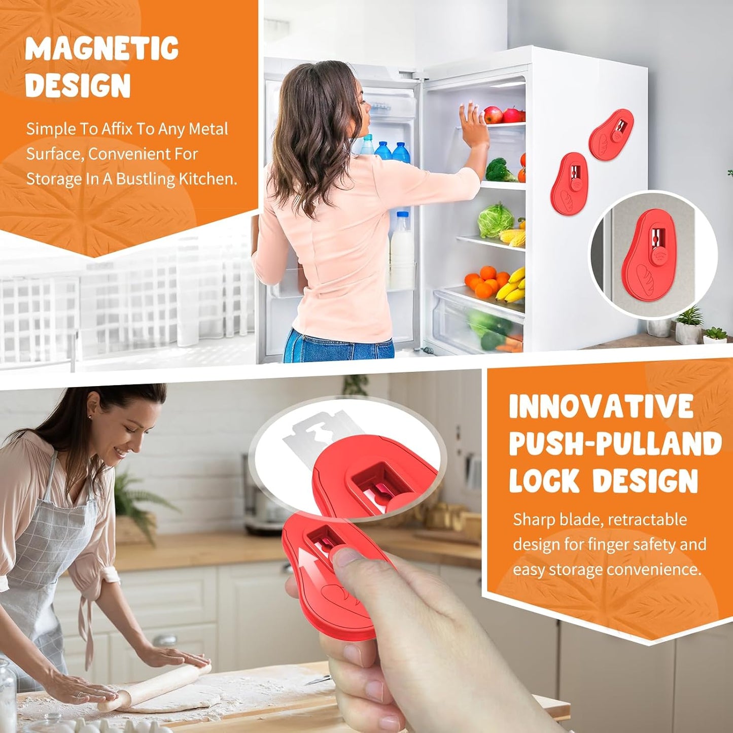 Extractable & Magnetic Bread Lame Dough Scoring Tool - Professional Sourdough Scoring Tool - Sourdough Bread Baking & Bread Scoring Tool - Scoring Patterns booklet & 5 Razor Blades (Red)