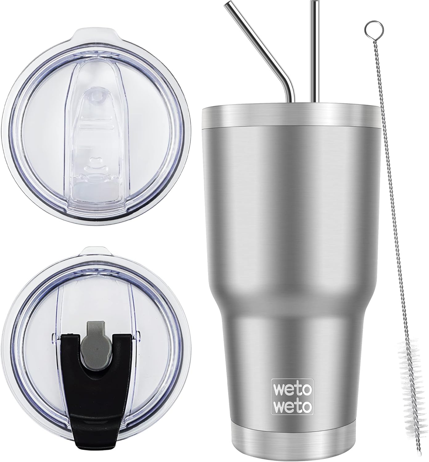 WETOWETO 30 oz Tumbler Stainless Steel Vacuum Insulated Coffee Ice Cup Double Wall Vacuum Coffee Tumbler for Hot and Cold drinks, Suitable for Beach, Travel, Party, Office (Stainless, 1 Pack)