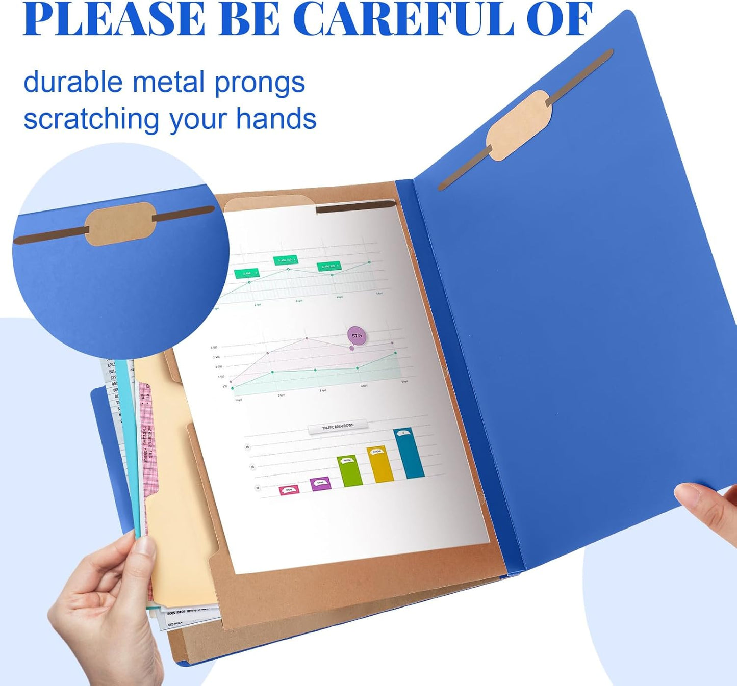 24 Pcs Classification Folders Letter Size,Back to School Supply for Teacher, Student, 2 Pocket Dividers Pressboard File Folder Bulk with 2 Fasteners,2 in Expanding File Organizer (Dark Blue)