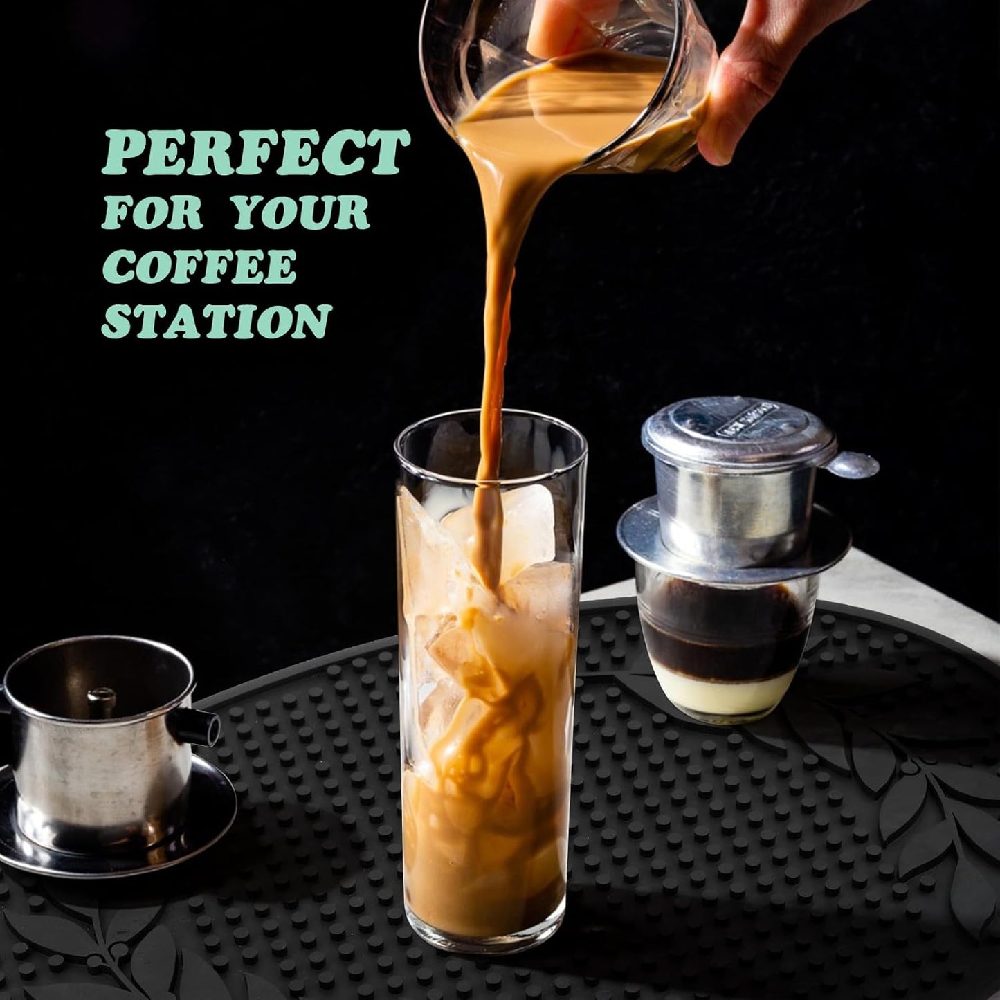 Bar Mat for Countertop 18in x 12in Large - Thick Durable Non-Slip Spill Rubber Bar Mats for Bartending - Personalized Custom Oval Bar Mat for Home Bar Barista