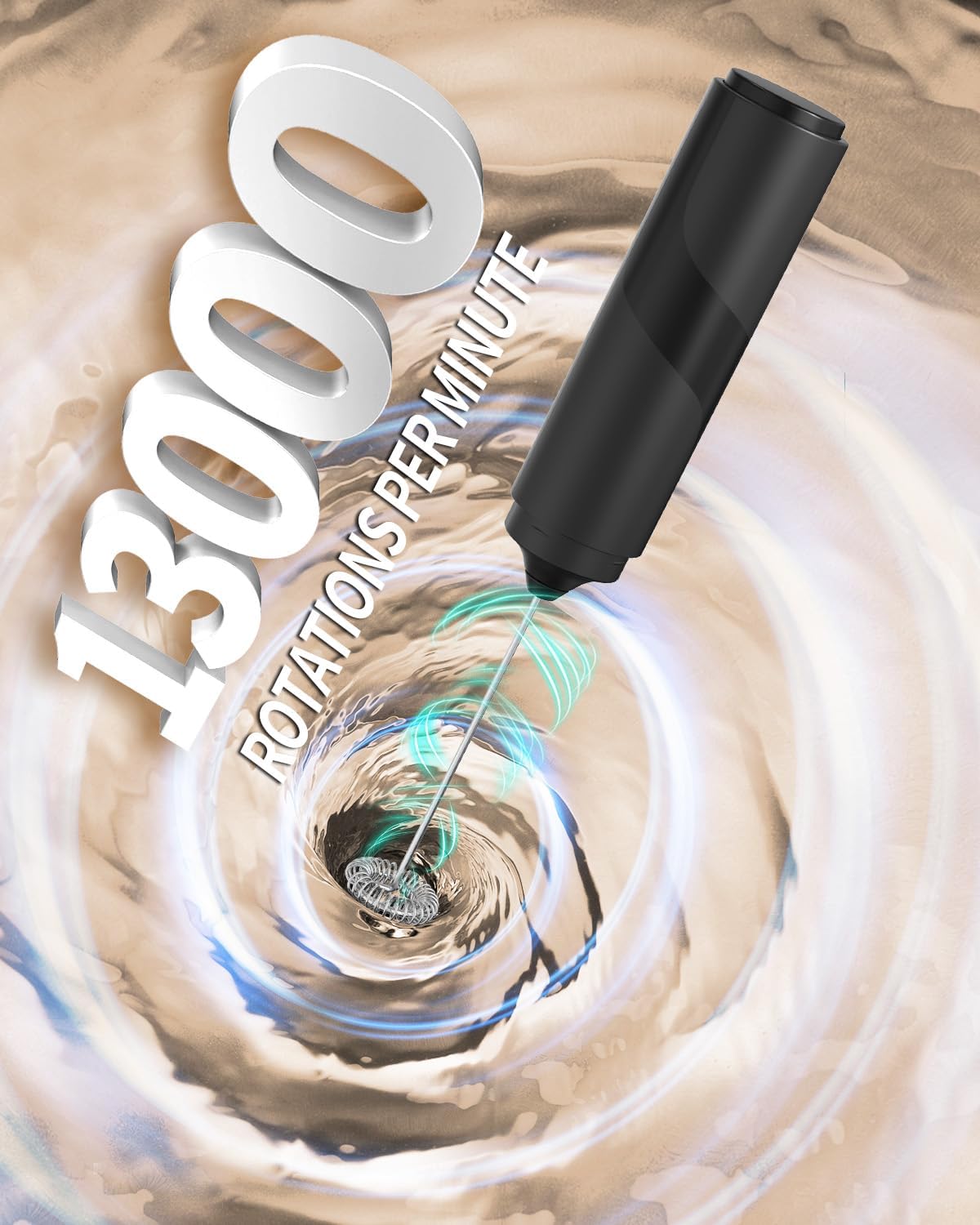 CIRCLE JOY Portable Milk Frother Hanheld, Battery Operated Electric Coffee Frother Wand Drink Mixer for Matcha Lattes Cappuccino, Kitchen Gifts, Black