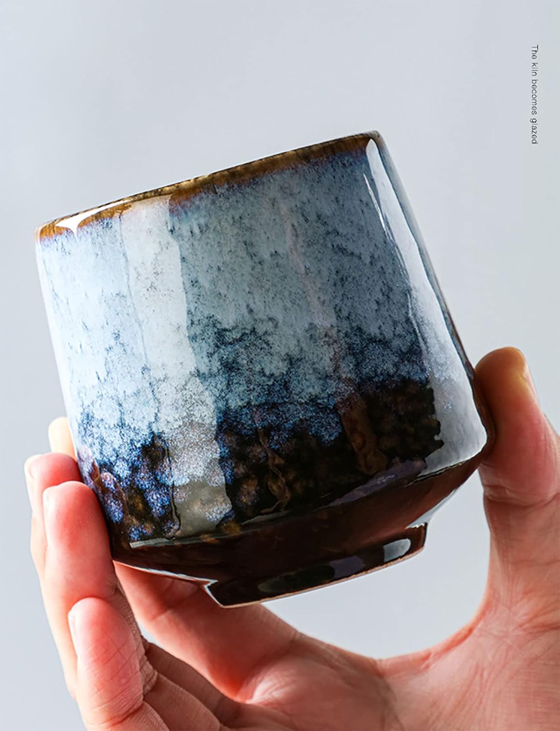 Ceramic Kung Fu Tea Set, 4 Piece Companion Cup Set for Coffee, Yerba Mate, Espresso (Grey)