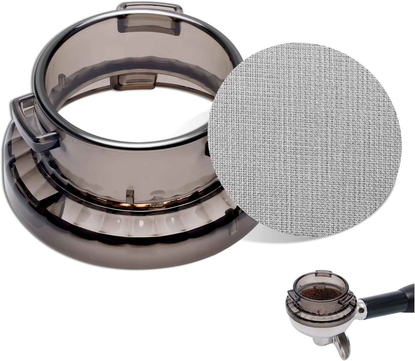 54mm Dosing Funnel with 53.5mm Puck Screen, Catcan Espresso Portafilter Funnel for Breville Series Barista