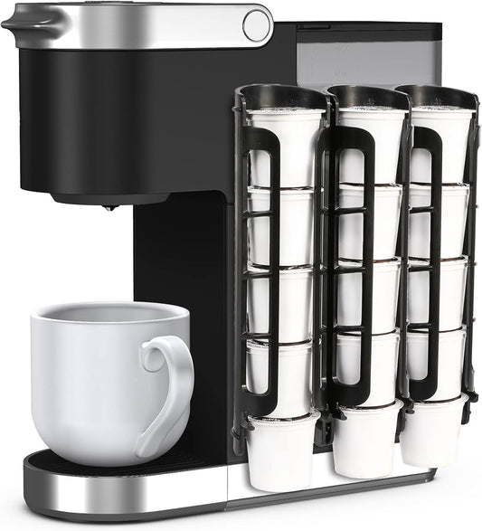 STORAGENIE Coffee Pod Holder Side Mount K Cup Pods Organizer compatible with Keurig Coffee Makers, Space Saving Kcup Storage, Perfect for Small Counters (3 Pack/For 15 K-Cups, Black)