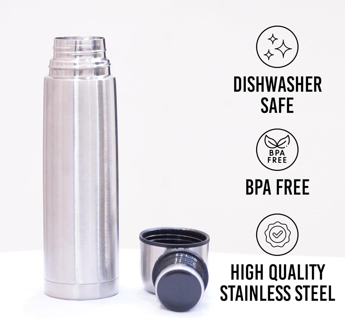 Best Stainless Steel Coffee Thermo | BPA Free & Triple Wall Insulated | Hot Water & Cold Drinks for Hours | Perfect for Biking, Backpack, Camping, Office | Fits Most Car Cupholders (500 ML)