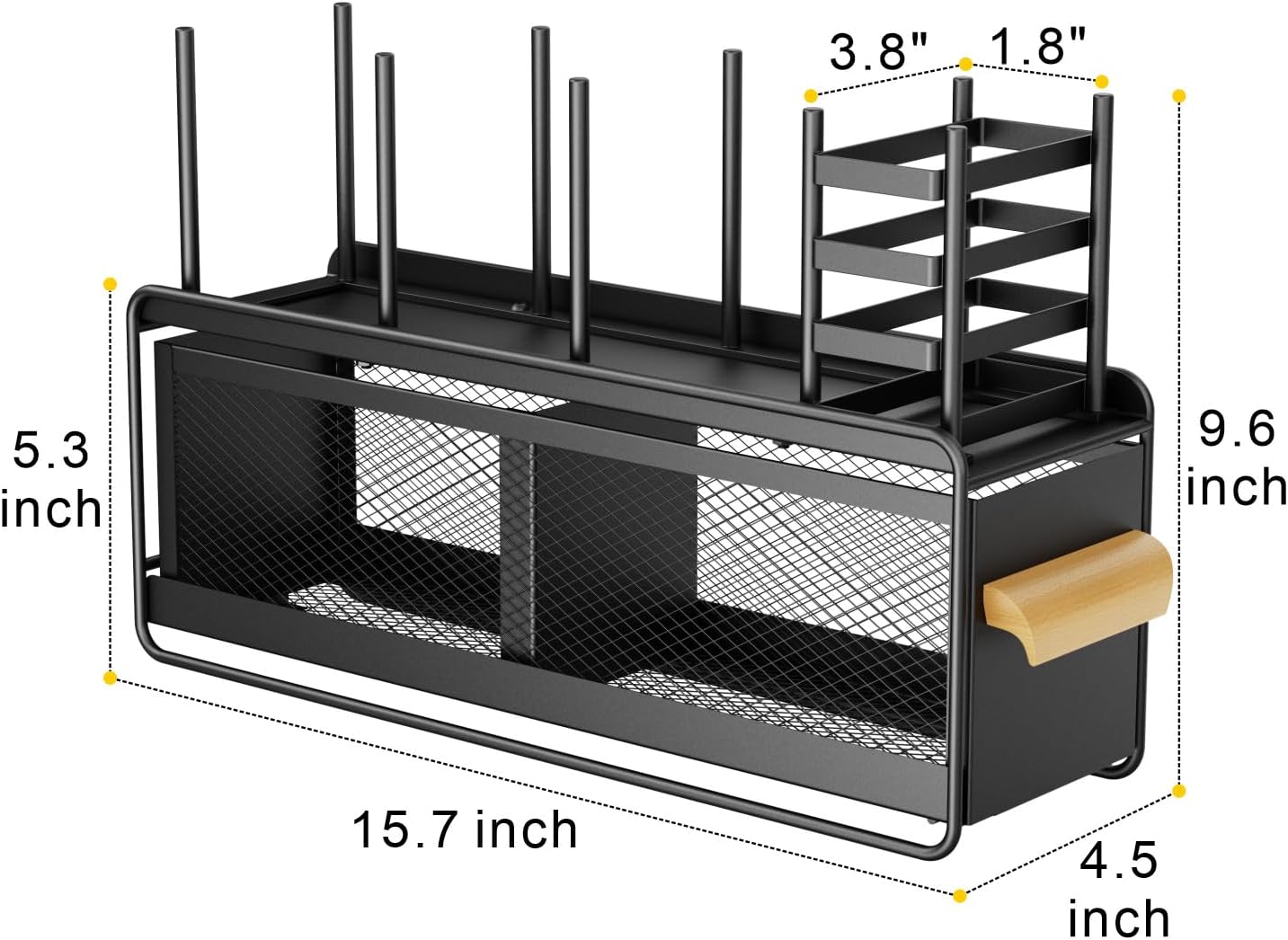 GSlife Cup and Lid Holder with Drawer - Metal Coffee Cup Dispenser with Straw Organizer, Narrow Coffee Bar Station for Countertop Kitchen Breakroom, Black