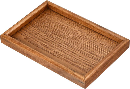 PATIKIL Wood Serving Tray 9x6 Inch Outer Base, Rectangular Decorative Platter for Home Decor Kitchen Table Candle Holder, Brown