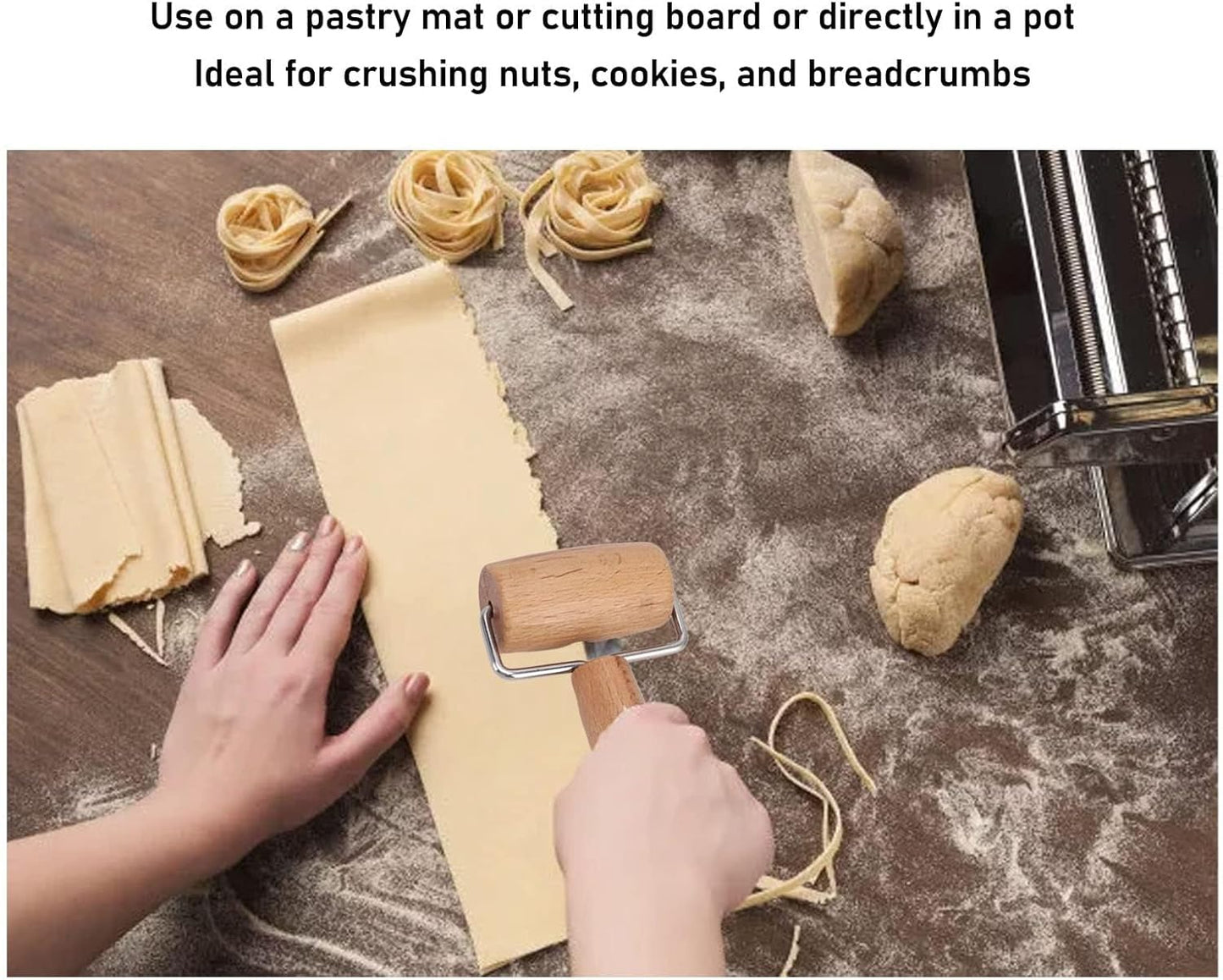 Small Rolling Pin, Wooden Dough Roller, Non-Stick Pizza Roller, T Type Rolling Pins for Kitchen Baking, Pizza Dough Press (3.8 * 7.5 inch)