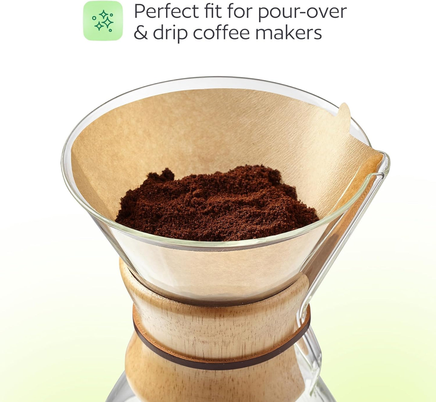 100 Pcs #4 Unbleached Paper Coffee Filters for Cuisinart, Ninja, BLACK+DECKER & other 8-12 Cup Coffee Makers - Perfect for Pour Over and Drip Coffee