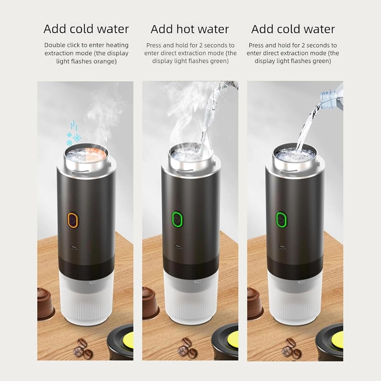 Esprova Portable Espresso Machine, Portable Electric Coffee Maker for Travel Camping, 3-in-1 Self-Heating Espresso Maker, Compatible with Ground Coffee and Capsules, Compact Lightweight (White)