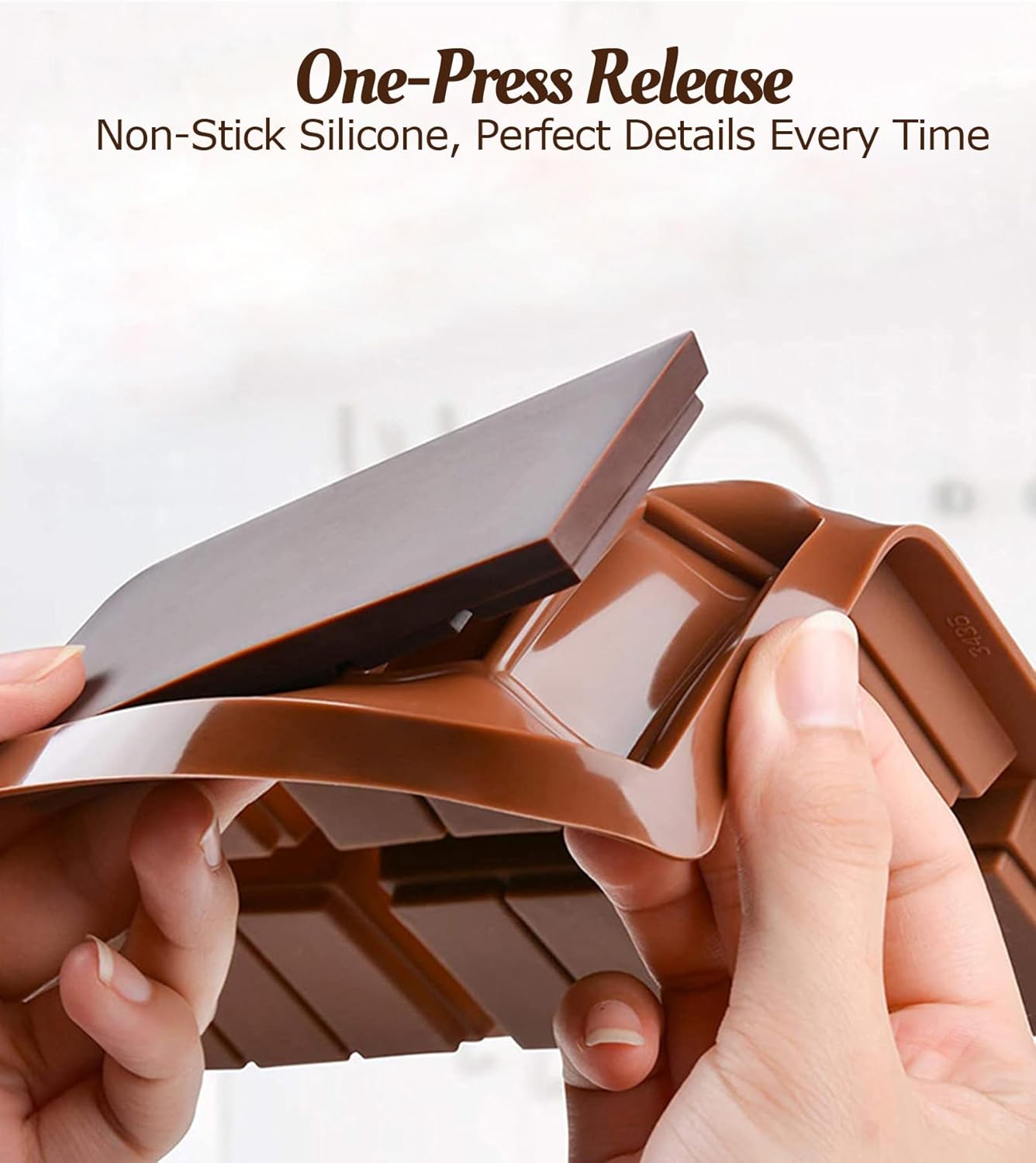 Ugotit Silicone Chocolate Bar Molds, Break-Apart Candy Making Mold Set, Large Rectangle Shape, Brown (2pcs_Model 1)