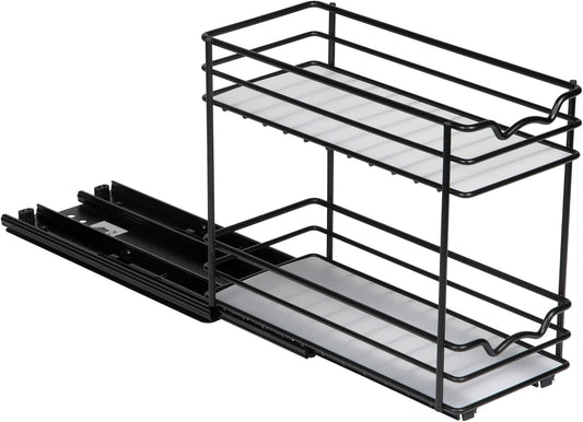 Pull Out Cabinet Organizer for Spices, Cans - Heavy Duty with Lifetime Limited Warranty- Pull Out Spice Rack- Cabinet Pull Out Shelf for Cans,Dishes, Etc, 4-1/2"Wx10-3/8"Dx8-7/8"H, Black