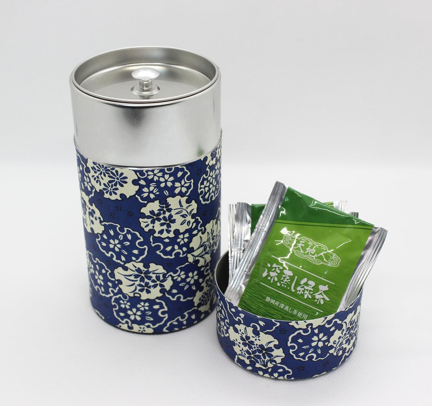 Japanese Pokkan Coffee Spice Tea Tin Canister Washi Paper Storage with Lid 7.05 oz Capacity (Hana Yukiwa)