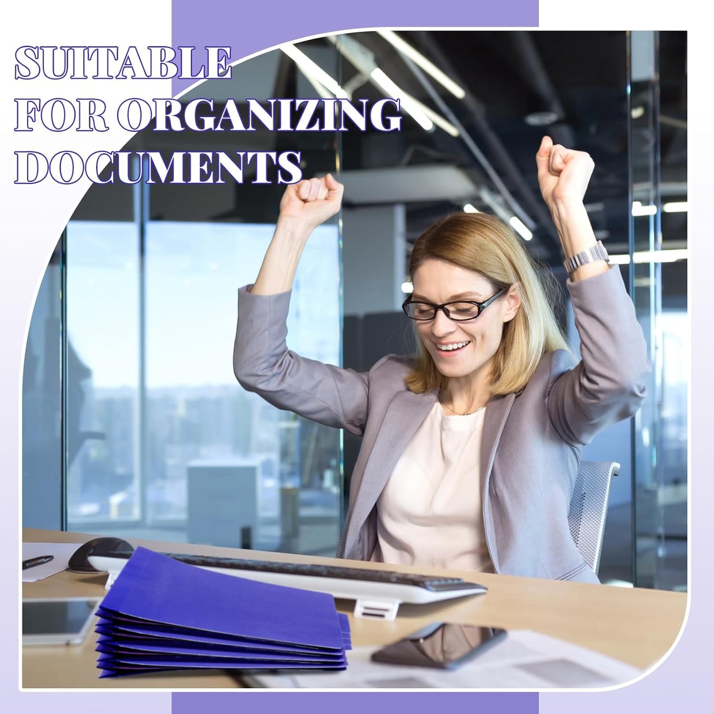 12 Pcs Classification Folders Letter Size, Back to School Supply for Teacher, Student, 3 Dividers Pressboard File Folder Bulk with 2 Fasteners, 3.5 Inch Expanding File Organizer (Purple)