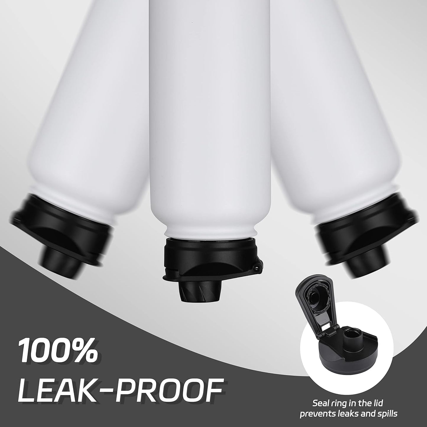 HASLE OUTFITTERS 32 oz Insulated Water Bottle Stainless Steel Double Walled Vacuum Sports Water Bottle with 2 Lids (Straw and Spout Lid) for Gym Camping Hiking(White,1)