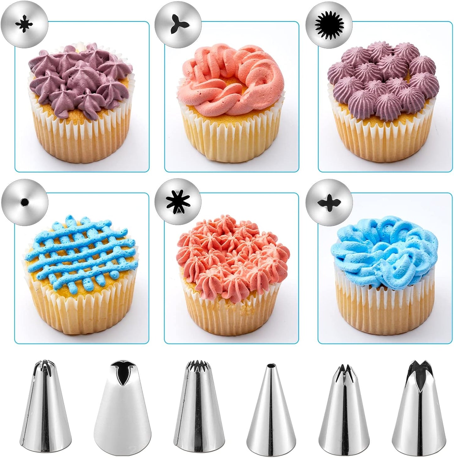 Reusable Piping Bags and Tips Set, Cake Decorating Tools with Icing Pastry Bags, Icing Bags Tips, Couplers and Frosting Bags Ties for Cookie Cupcakes