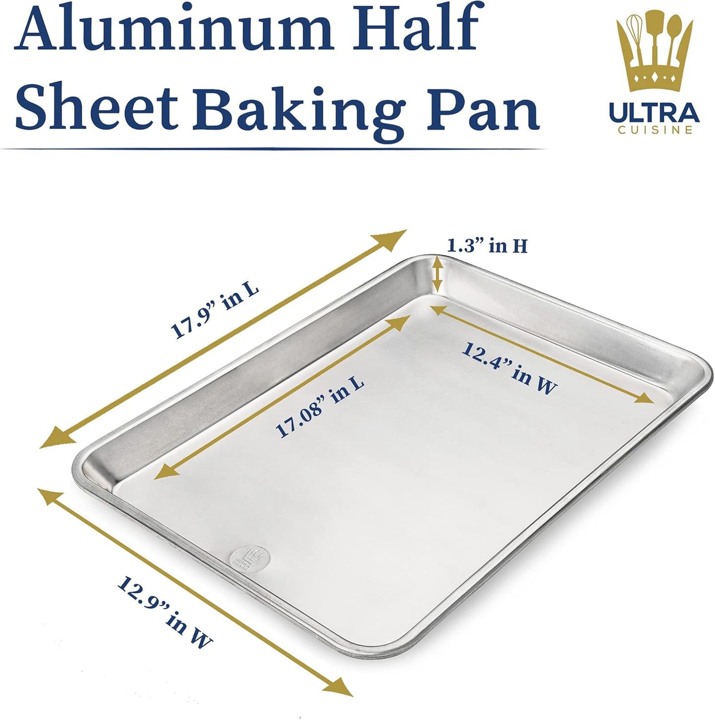 Ultra Cuisine Stainless Steel Cooling Rack & Aluminum Baking Pan Set - Professional Quality, Fits Half Sheet Pans - Cookie Sheet for Baking - 11.5"x16.5" Rack, 18"x13" Pan