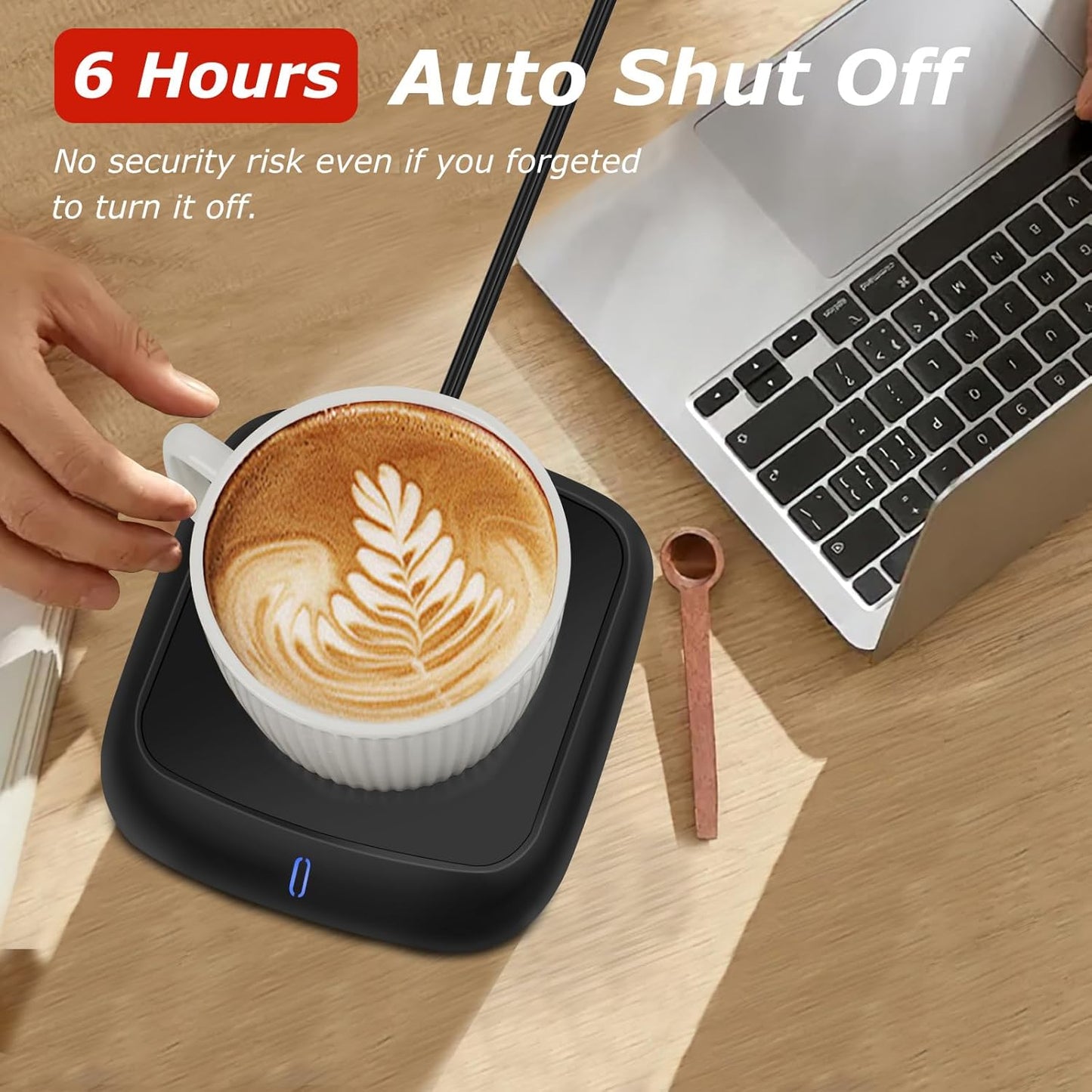 PUSEE Large Candle Warmer Plate with 6H Auto Shut Off, Coffee Mug Warmer with 3 Temp Settings,Wax Candle Warmer Safely Releases Scents Without a Flame,Tea Cup Warmer for Desk in Your Home & Office