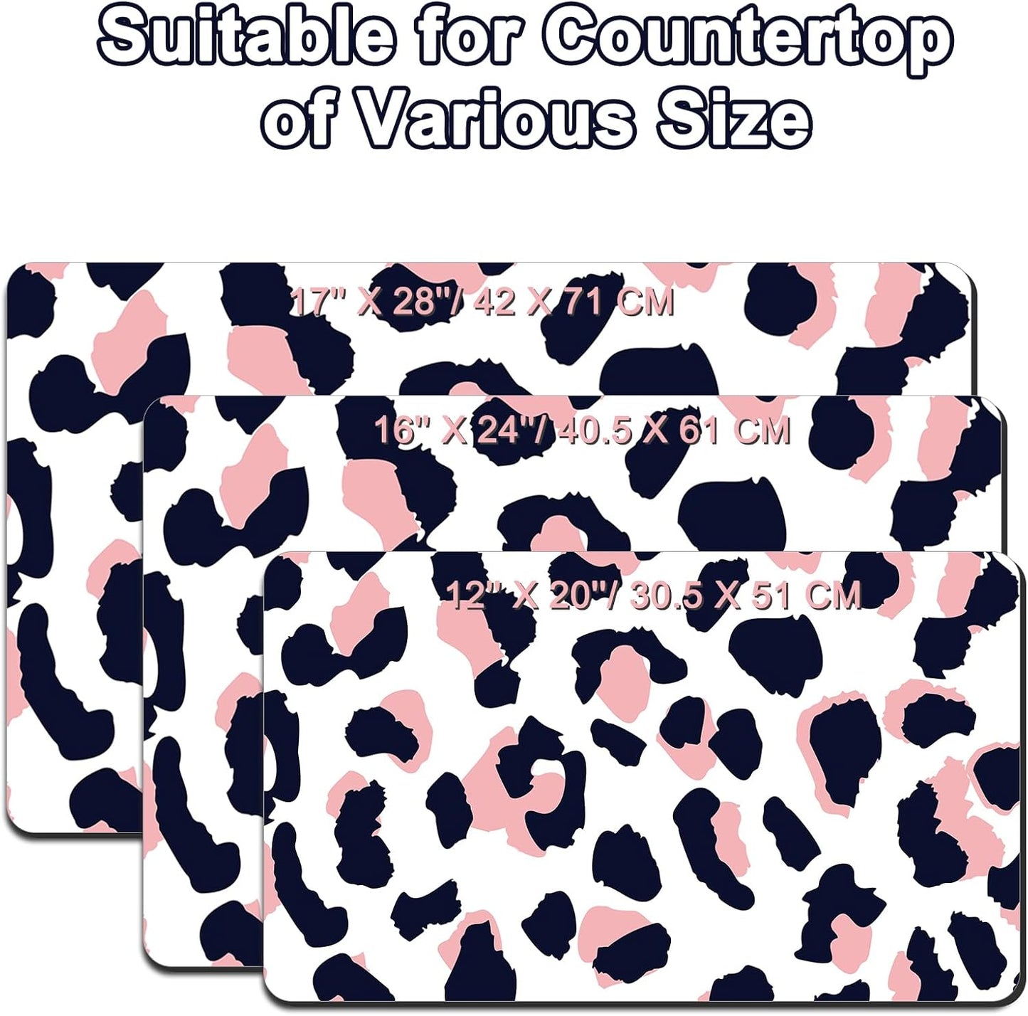 Dish Drying Mat 16" X 24", Super Absorbent & Cuttable Coffee Mats for Countertop, Kitchen Counter Mat Fits Under Coffee Maker or Machine, Hide Stain Drying Pad for Dish Drying Rack, Pink Leopard