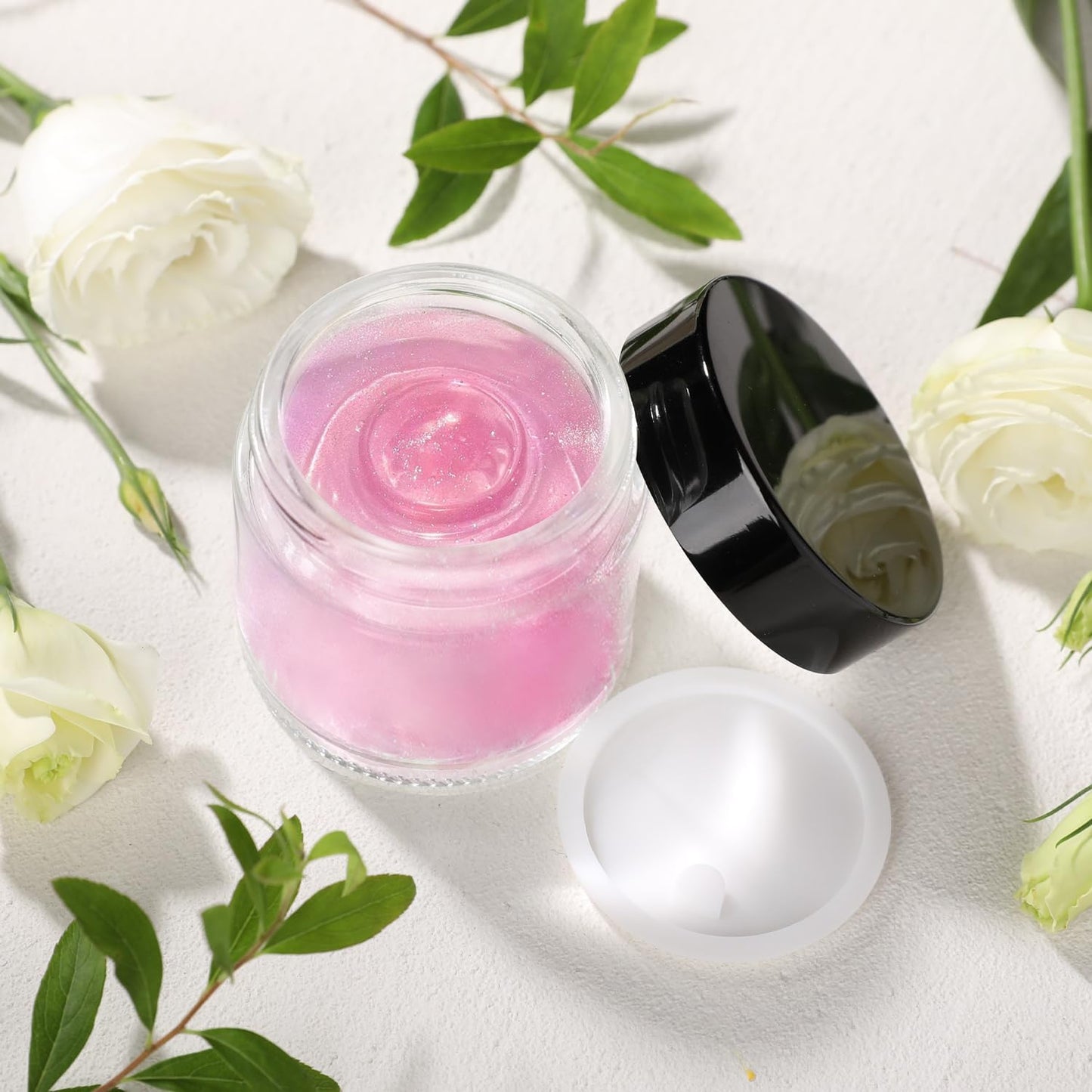 3 Pack Clear Small Glass Cosmetic Jars with Lids - 60 ml Empty Glass Makeup Containers for Sample, Cream, Lotion, Powder (2 OZ)