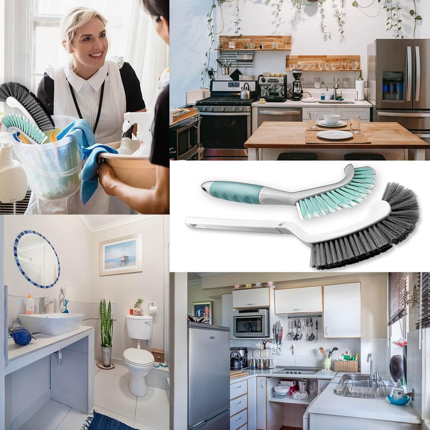 2Pcs Cleaning Brushes, Multi-Purpose Right Angle Brush Scrubbing Kitchen Bathroom Deep Cleaning Edge Corner Crevices Grout Scrub Dish Pot Sink Dishwasher Shower Washbasin for Household Use.