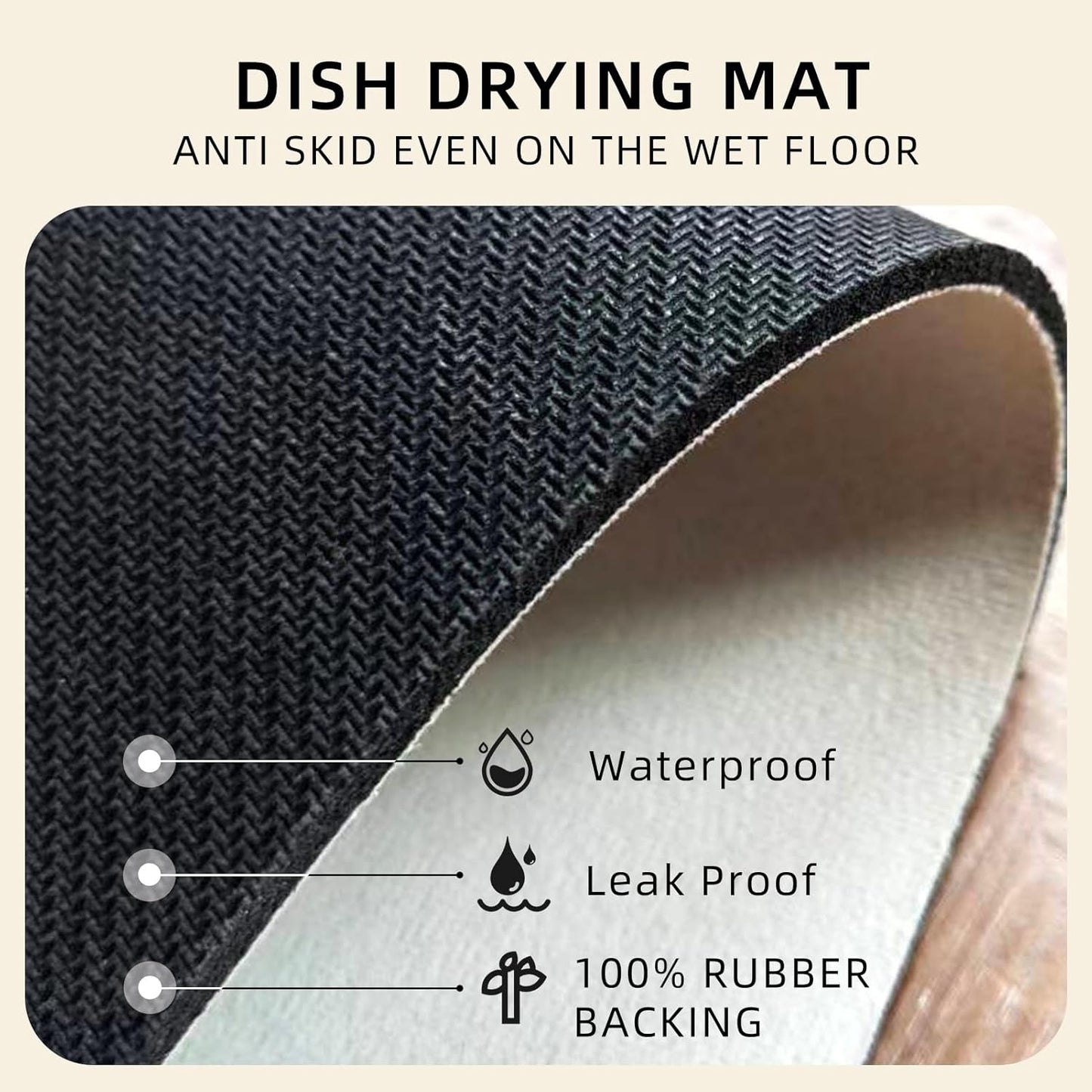 Dish Drying Mat, Diatomaceous Earth Soft Coffee Mat, Absorbent Silicone Dish Drying Mat for Kitchen Counter or Sink for Kitchen Bathroom Coffee Bar (Linear Pattern, 12 x 16 Inches)