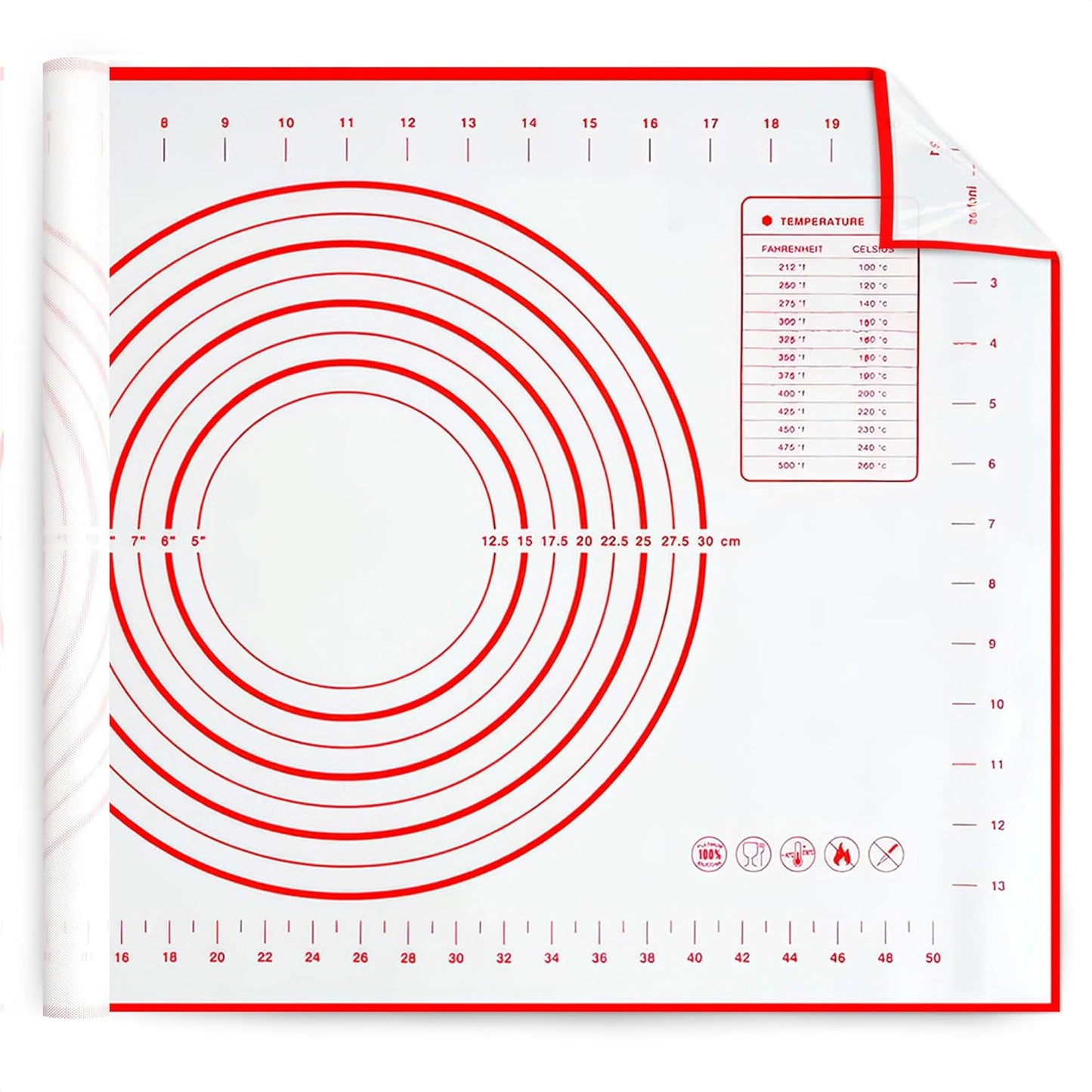 15.7x23.4 Pizza Mats for Rolling Dough - Stain-Proof Large Silicone Baking Mat with Measurements, Non-Stick Baking Rolling Mat - Heat Resistant Kneading Dough Sheet for Bread, Pizza, Pasta & Pie