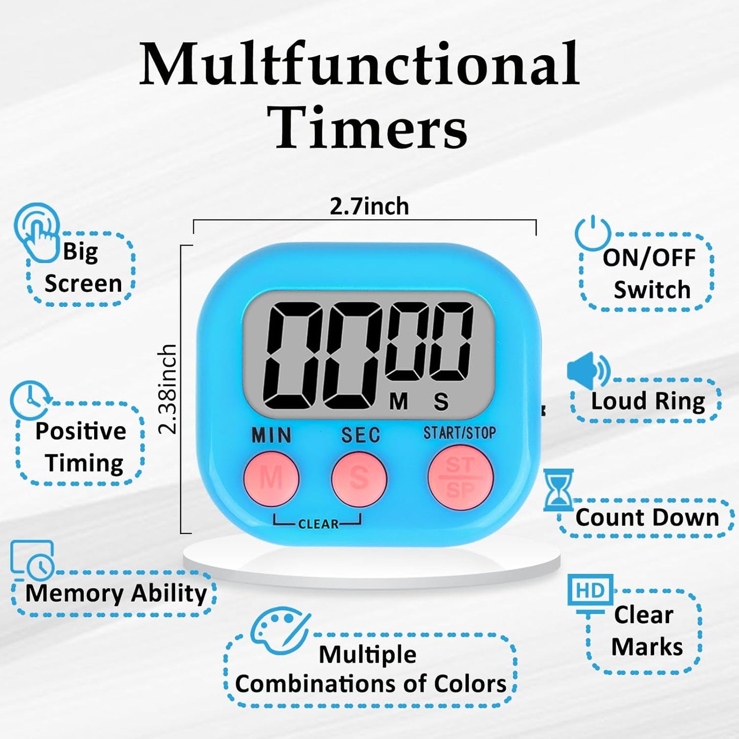 ZILLEEN Classroom Timer for Kids Teachers Digital Timers, Blue Green 6 Pack