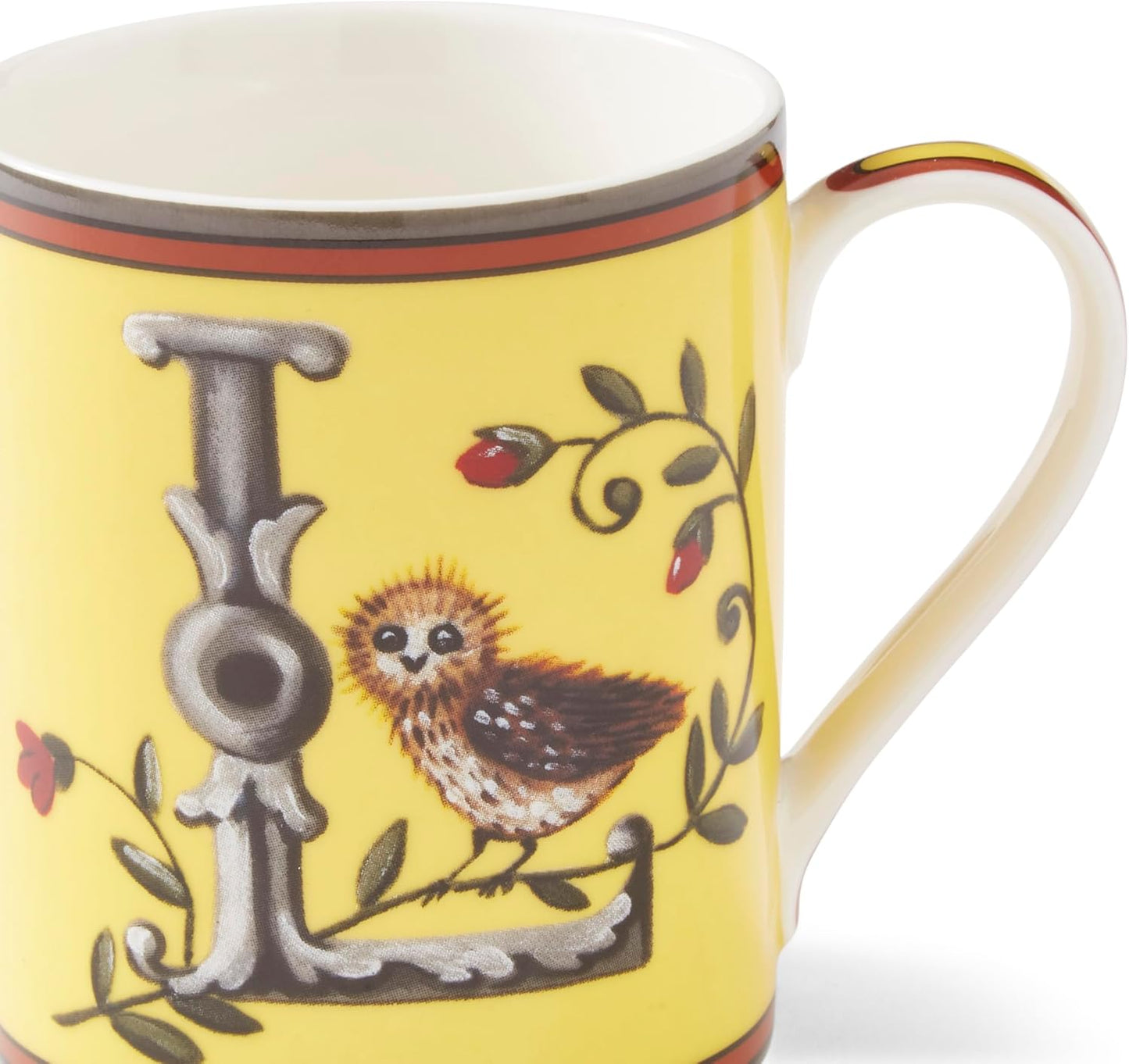 Spode Kit Kemp 12oz Mug, L lnitial - Fine China Coffee Cup with Floral Alphabet Design, Custom Letter Mug for Unique Gift Giving - Personalized Kitchen Drinkware, Dishwasher Safe & Stylish