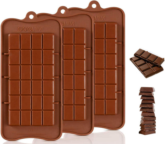 Protein Bar Molds, Energy Bar Molds 3 Pack Break Apart Silicone Chocolate Candy Molds, Non-Stick, BPA Free, Reusable for Homemade Snacks, Gifts