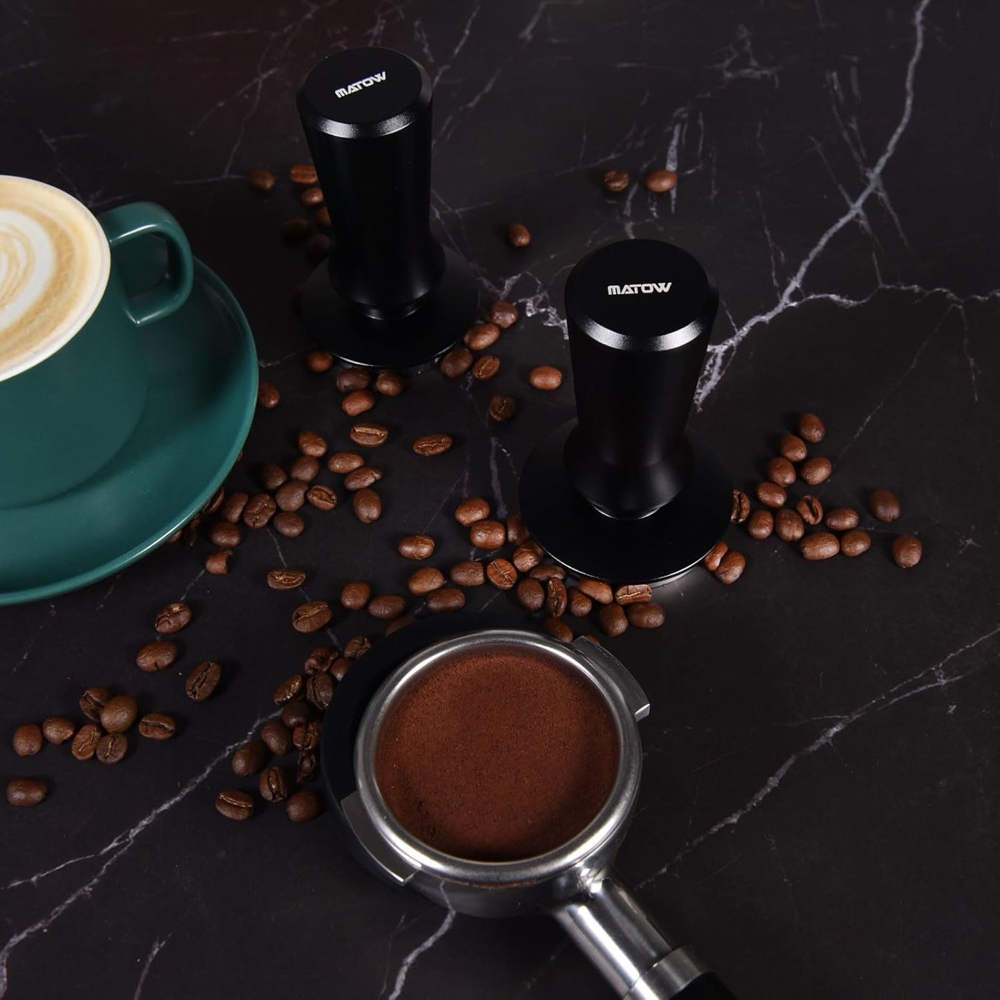 58.5mm Espresso Hand Tamper, Dual Calibrated Spring Loaded Coffee Tamper with Stainless Steel Flat Base, Pro-barista 30lbs Espresso Tamper with Anodized Aluminum Handle Fits 58mm Portafilter