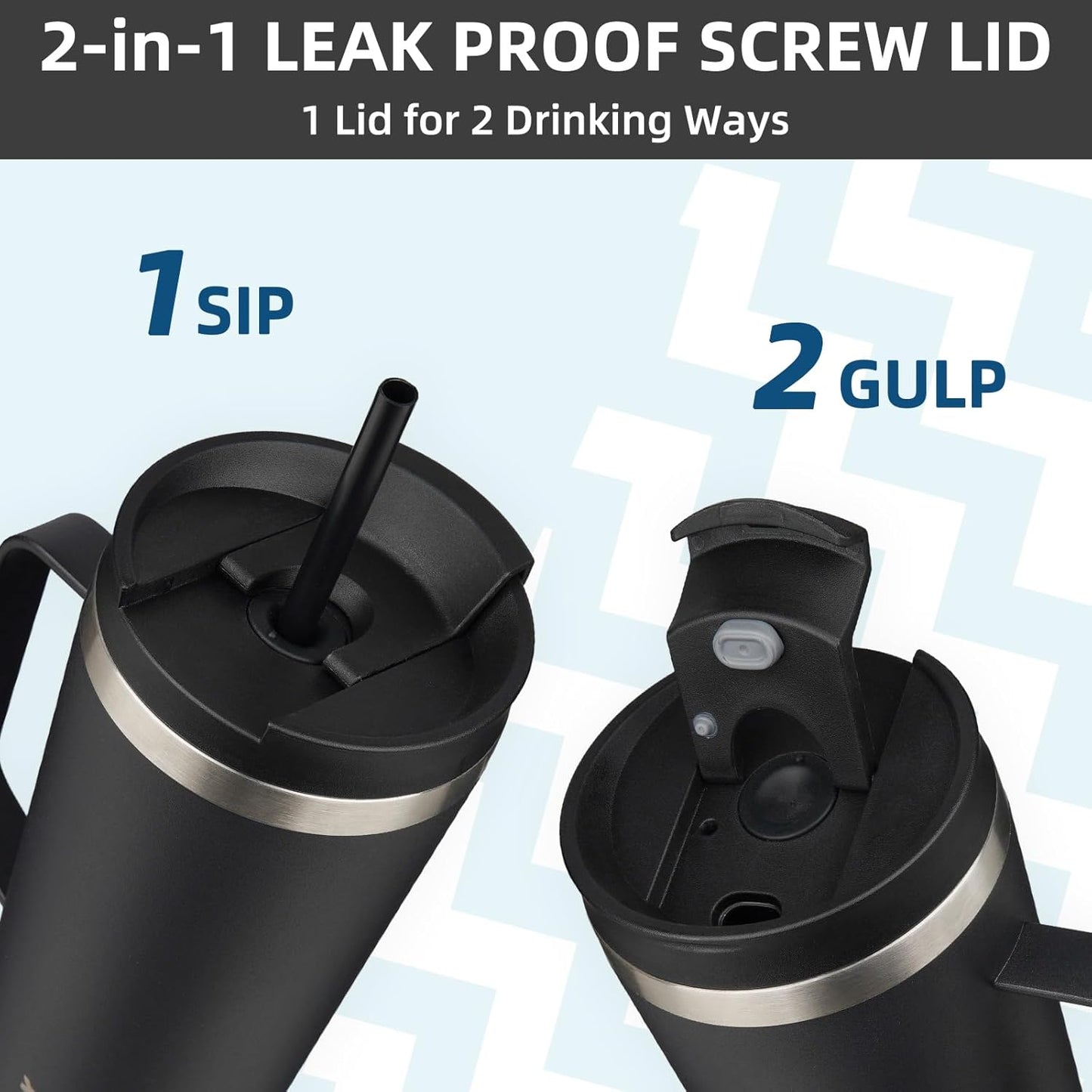 BJPKPK Insulated Tumbler with Handle, 26oz Insulated Tumblers with Lid and Straw, Stainless Steel Metal Water Bottles, Coffee Travel Mugs, Cups, Black