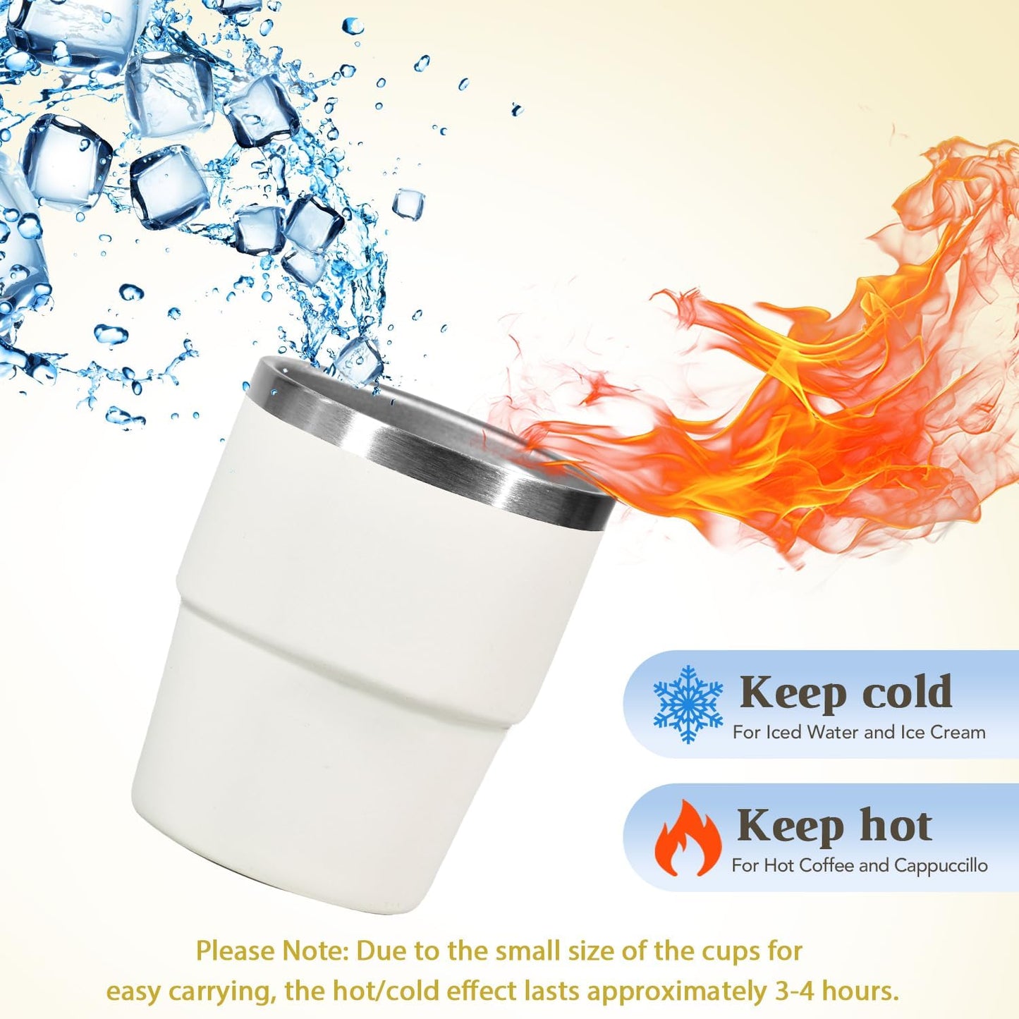 6oz Vacuum Insulated Espresso Cup Set of 2, Espresso Shot Cup for Coffee, Double Wall Stainless Steel Mini Tumbler Shot Glasses with Lid, Mini Coffee Cup