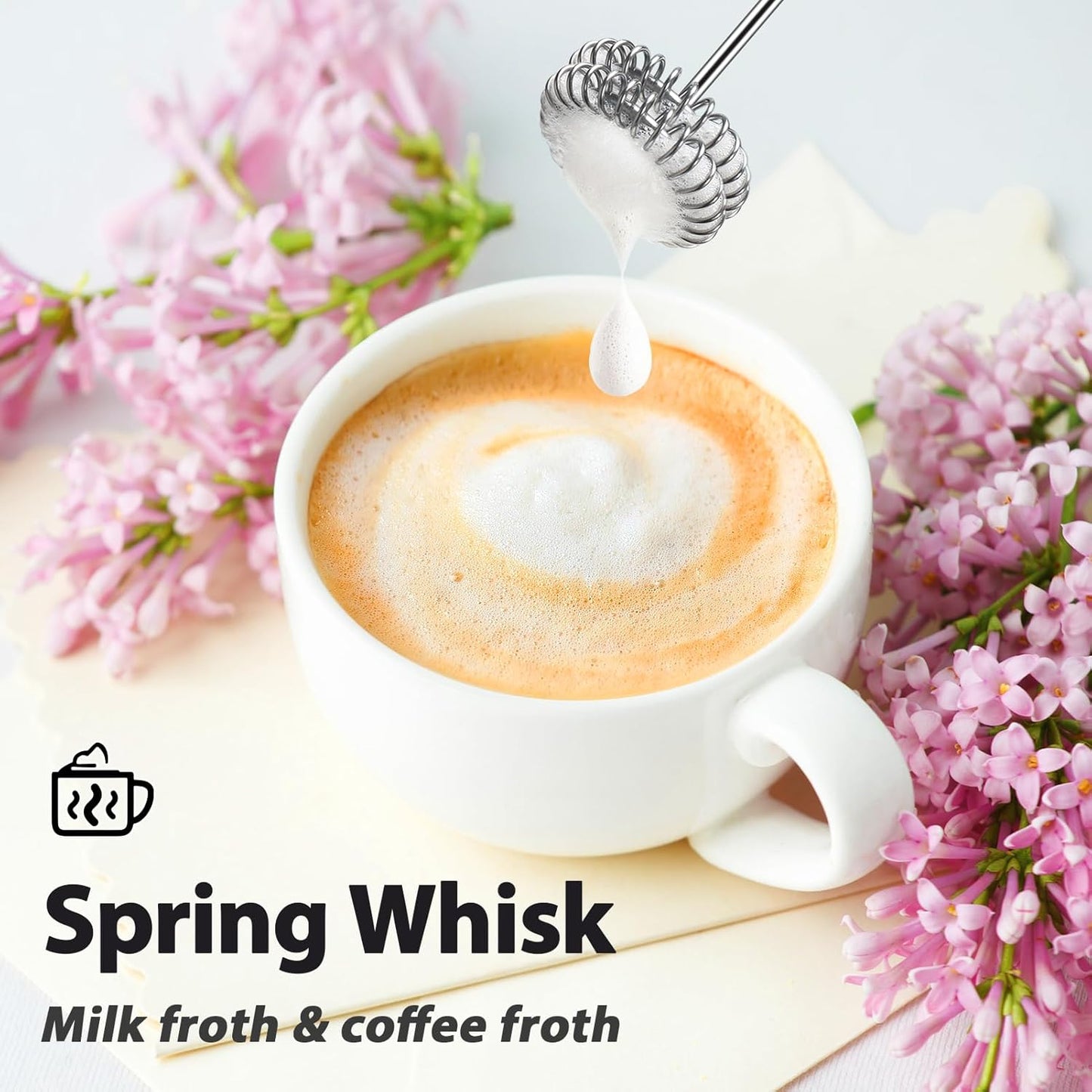 Milk Frother Handheld Rechargeable - Electric Whisk 3 Speed Adjustable, Coffee Frother Wand with 3 Stainless Whisks, Electric Foam Maker, Drink Mixer Blender for Latte Cappuccino Matcha Egg